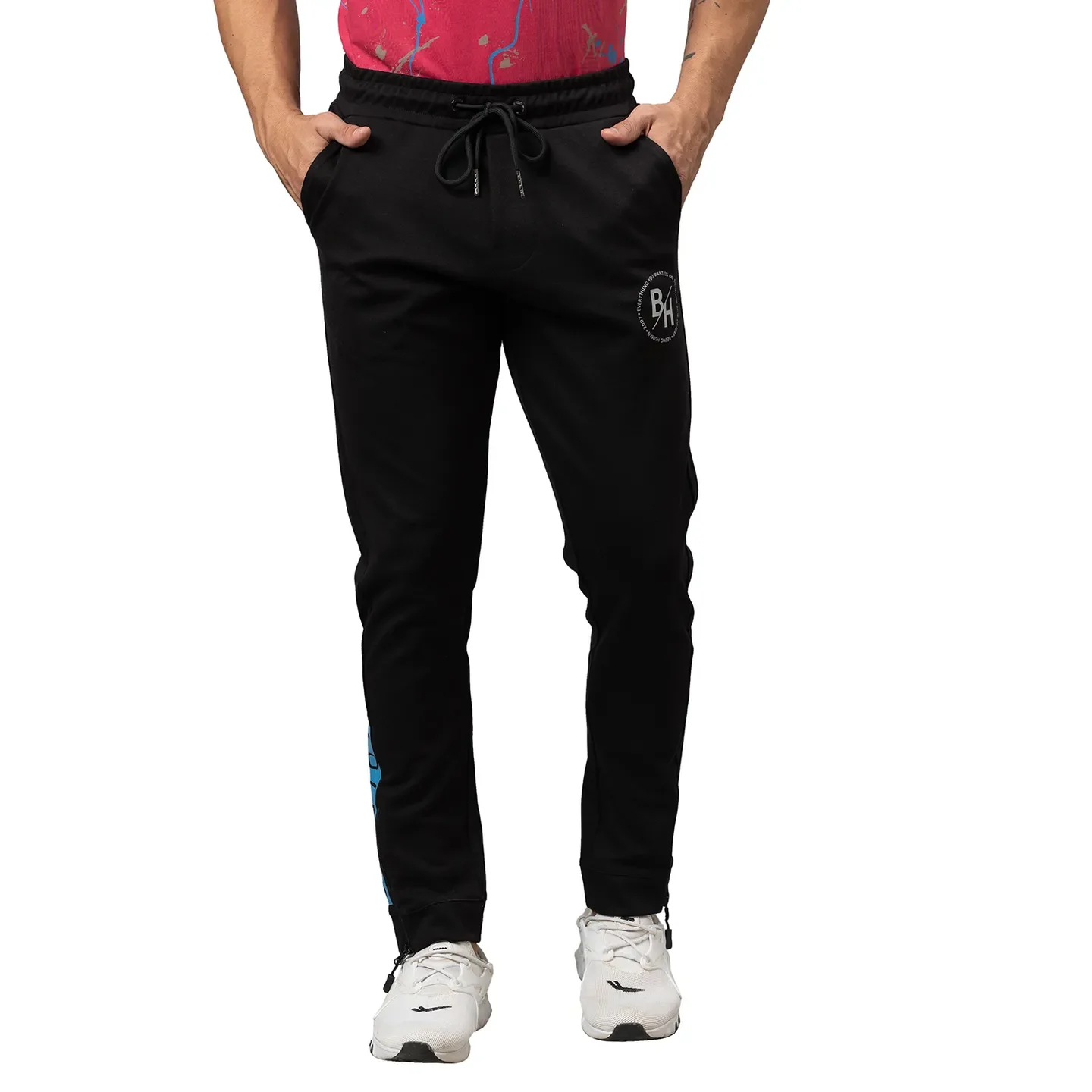 Black Regular Fit Track Pants For Men By Being Human Clothing