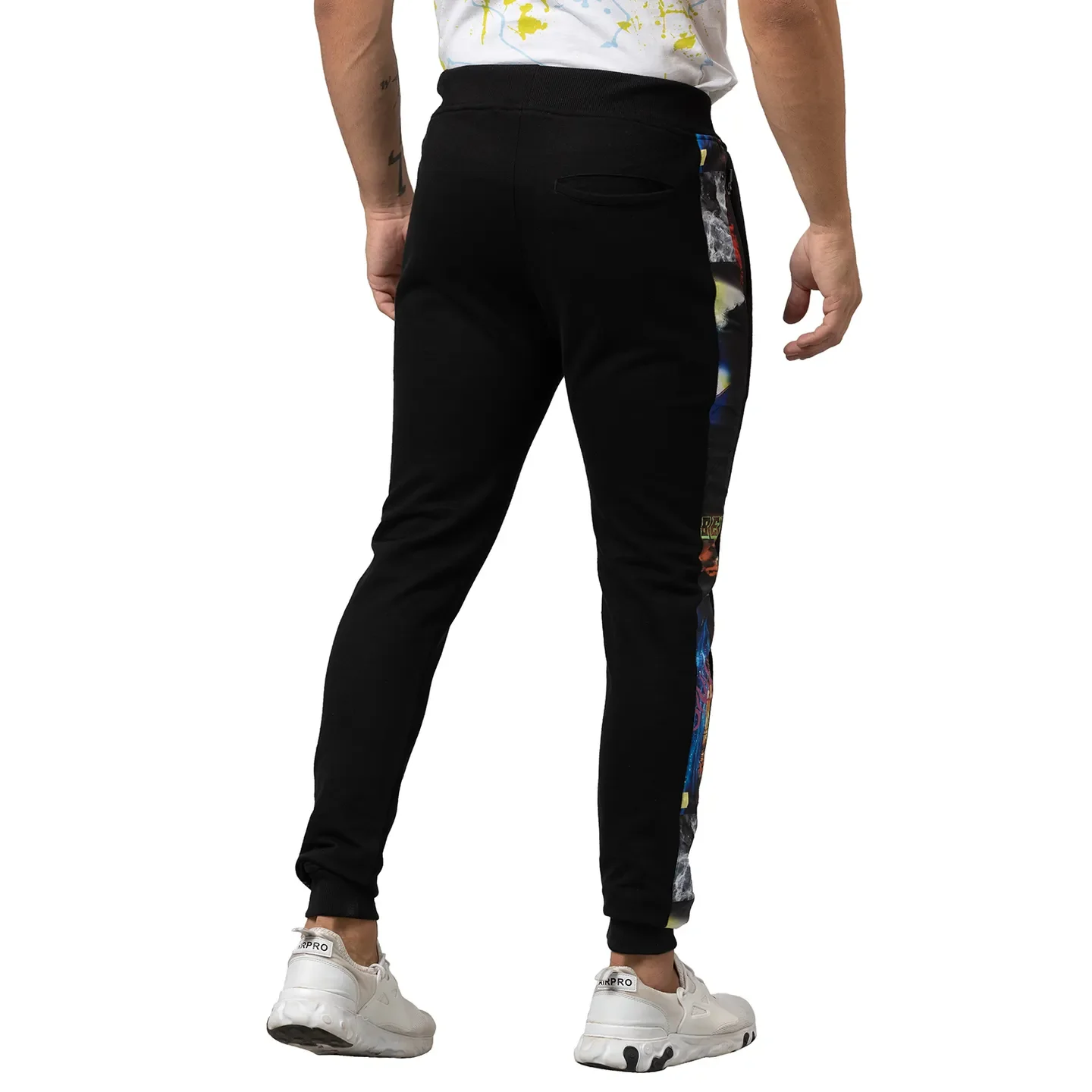 Black Regular Fit Track Pants For Men By Being Human Clothing - Image 3