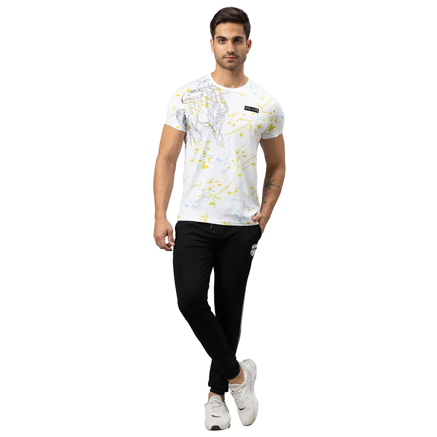 Black Regular Fit Men's Track Pants by Being Human Clothing - Image 2