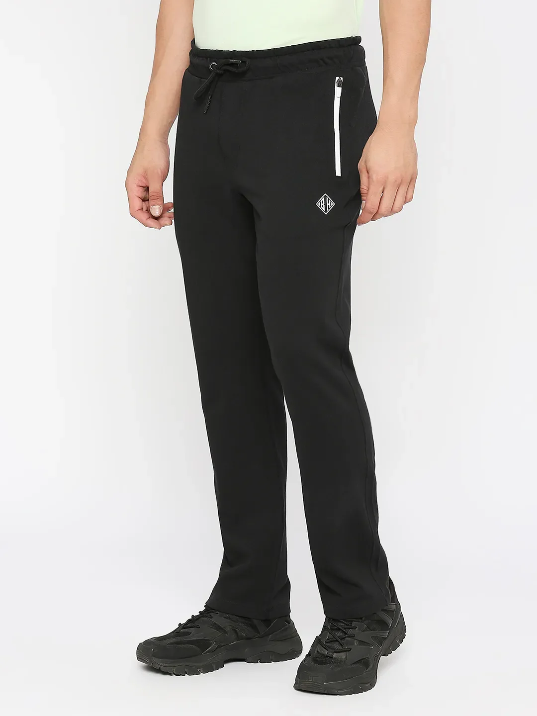 Black Regular Fit Men's Track Pants by Being Human Clothing - Image 2