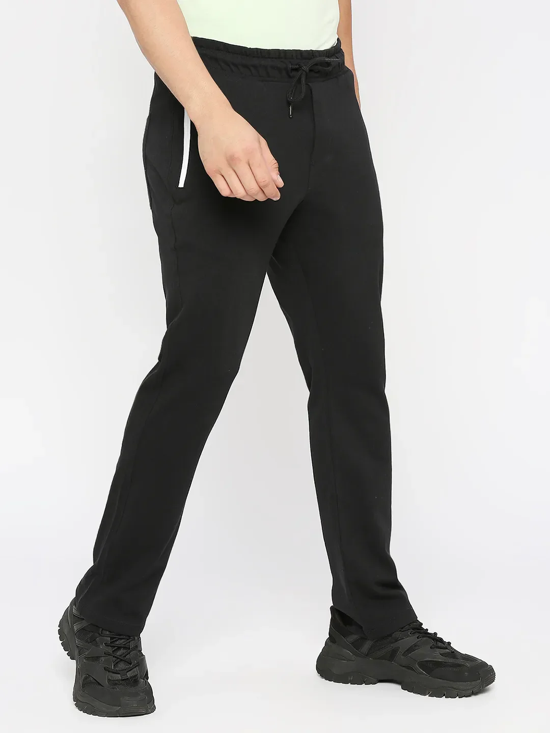 Black Regular Fit Men's Track Pants by Being Human Clothing - Image 3