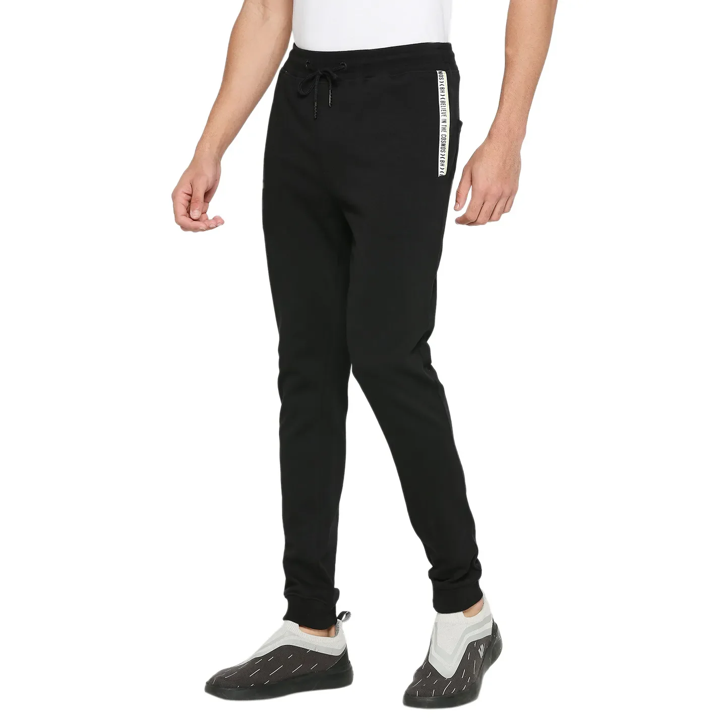 Black Regular Fit Men's Track Pants by Being Human Clothing - Image 2