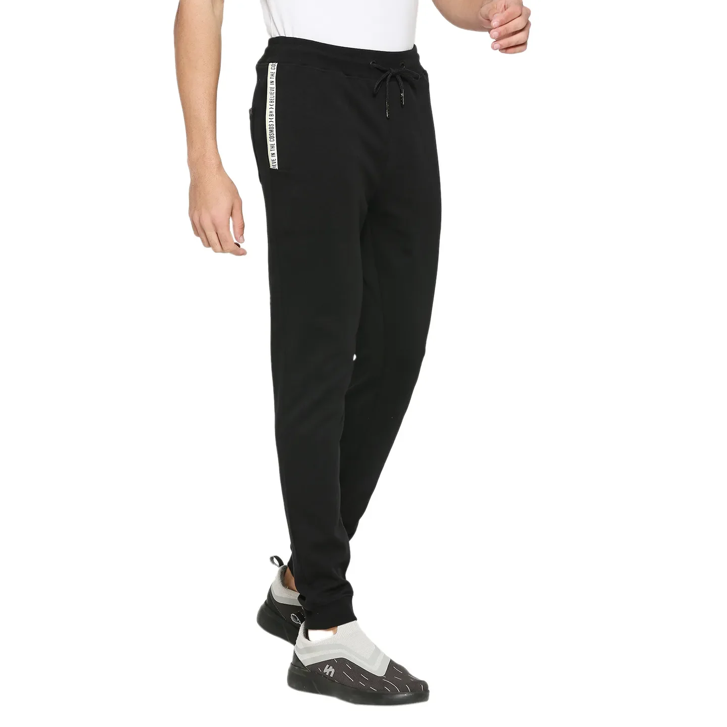 Black Regular Fit Men's Track Pants by Being Human Clothing - Image 3