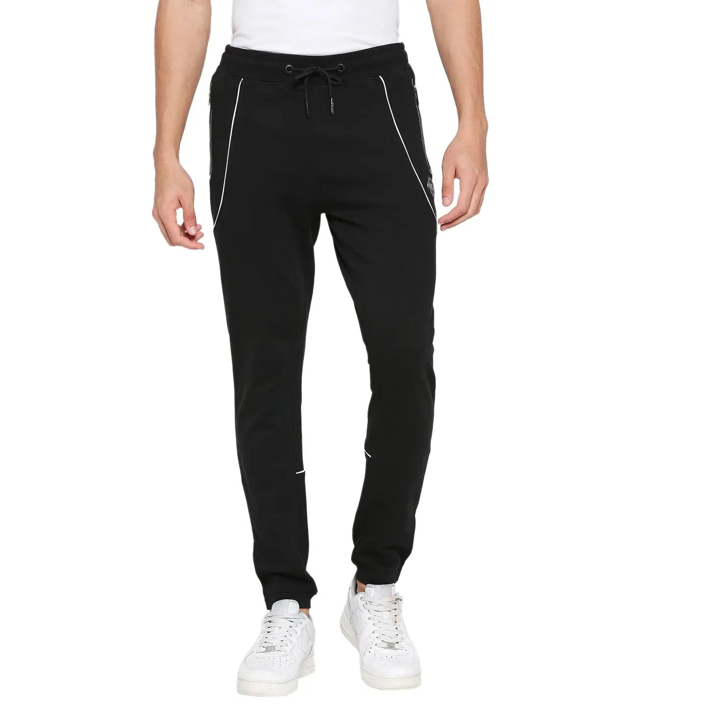 Black Regular Fit Track Pants For Men By Being Human Clothing