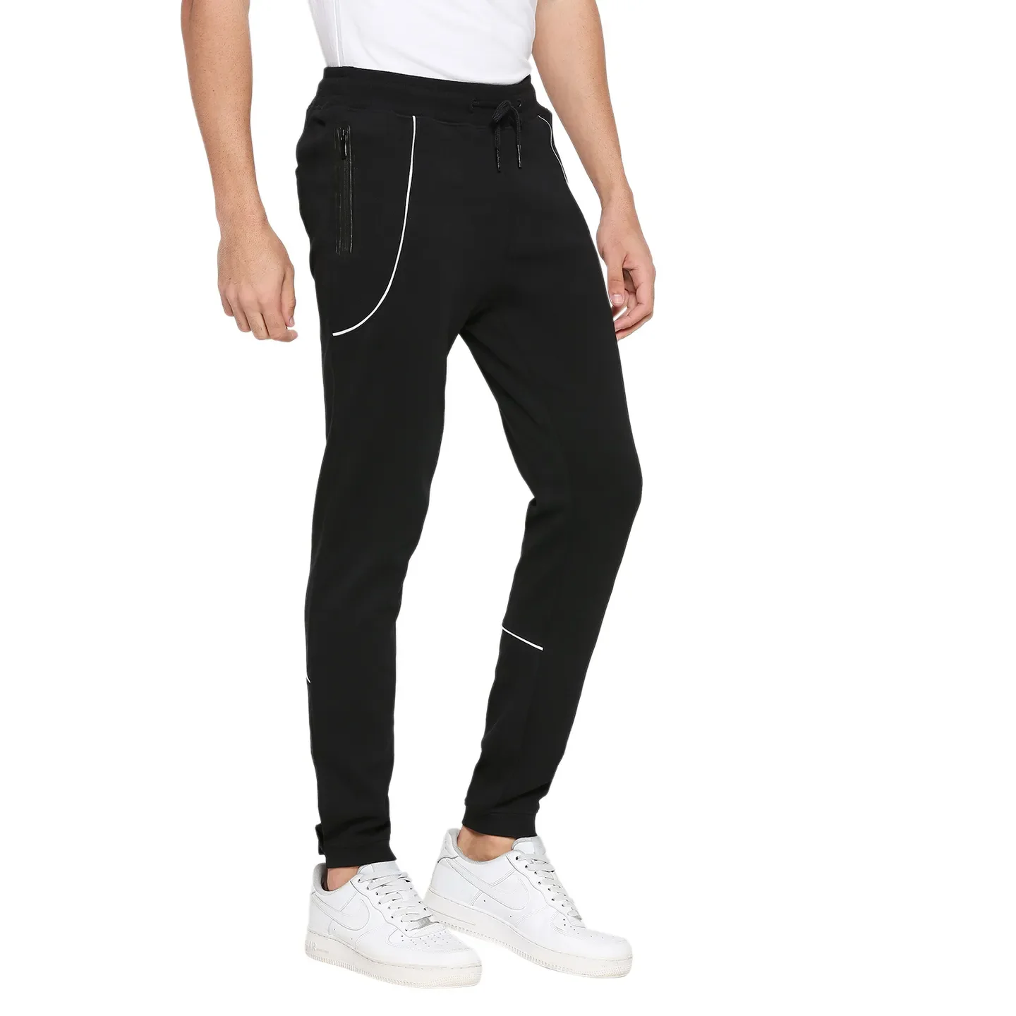 Black Regular Fit Track Pants For Men By Being Human Clothing - Image 3