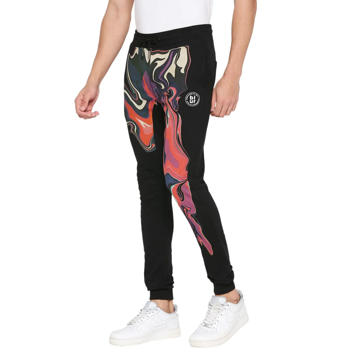 Black Regular Fit Track Pants For Men By Being Human Clothing - Image 2