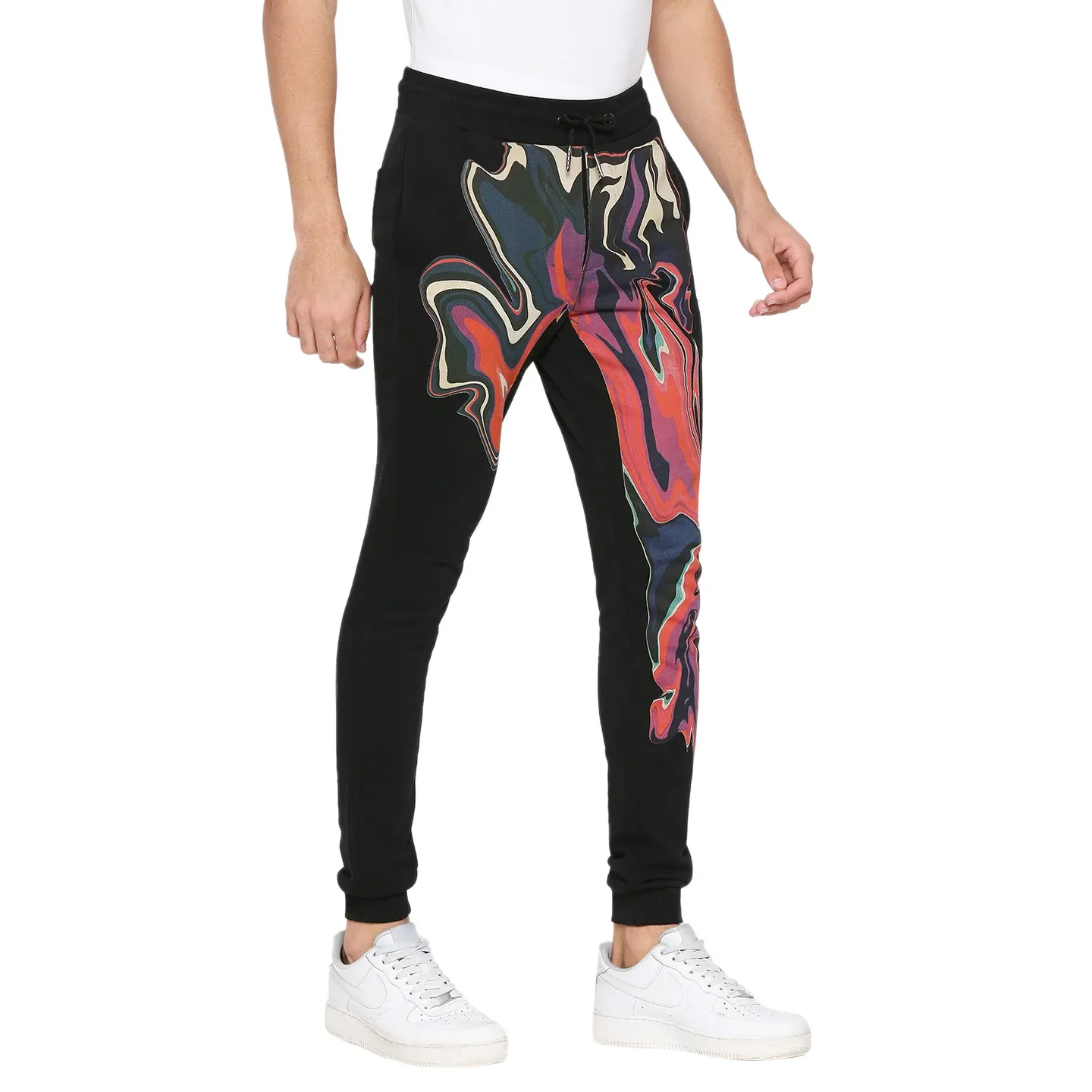 Black Regular Fit Track Pants For Men By Being Human Clothing - Image 3