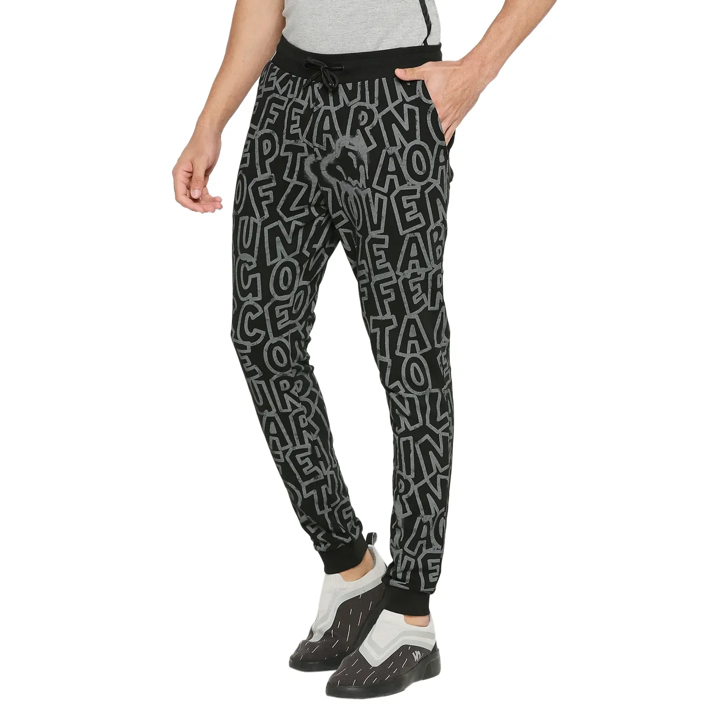 Black Regular Fit Track Pants For Men By Being Human Clothing - Image 2