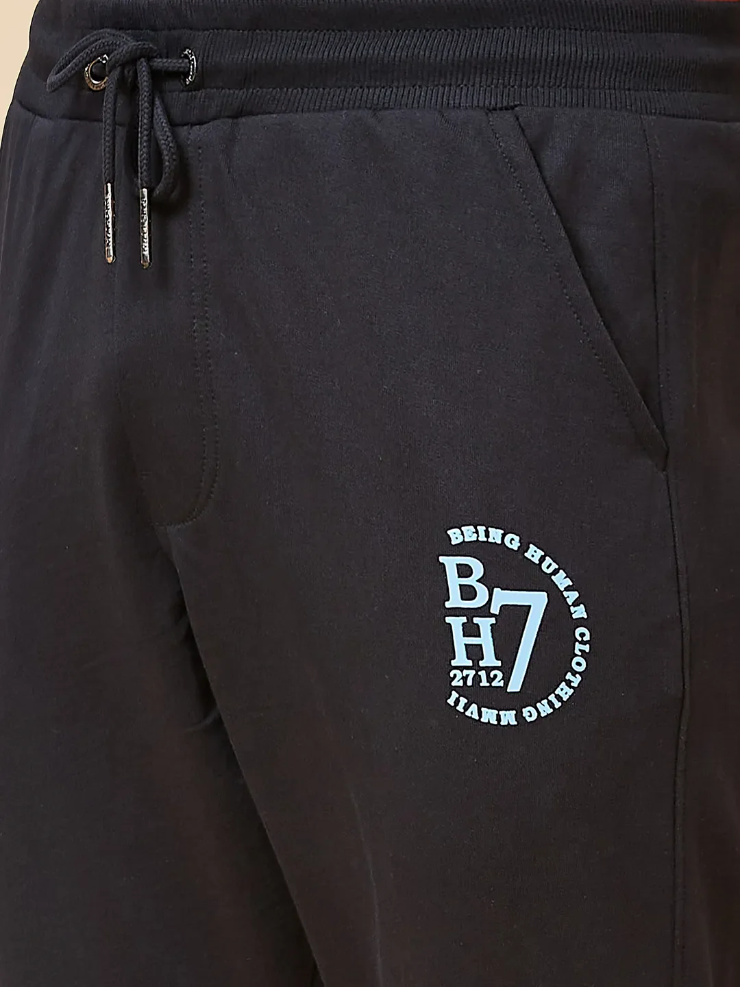 Black Regular Fit Men's Track Pants by Being Human Clothing - Image 4