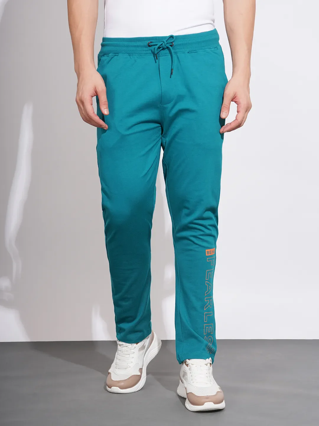 Black Regular Fit Men's Track Pants by Being Human Clothing - Image 5