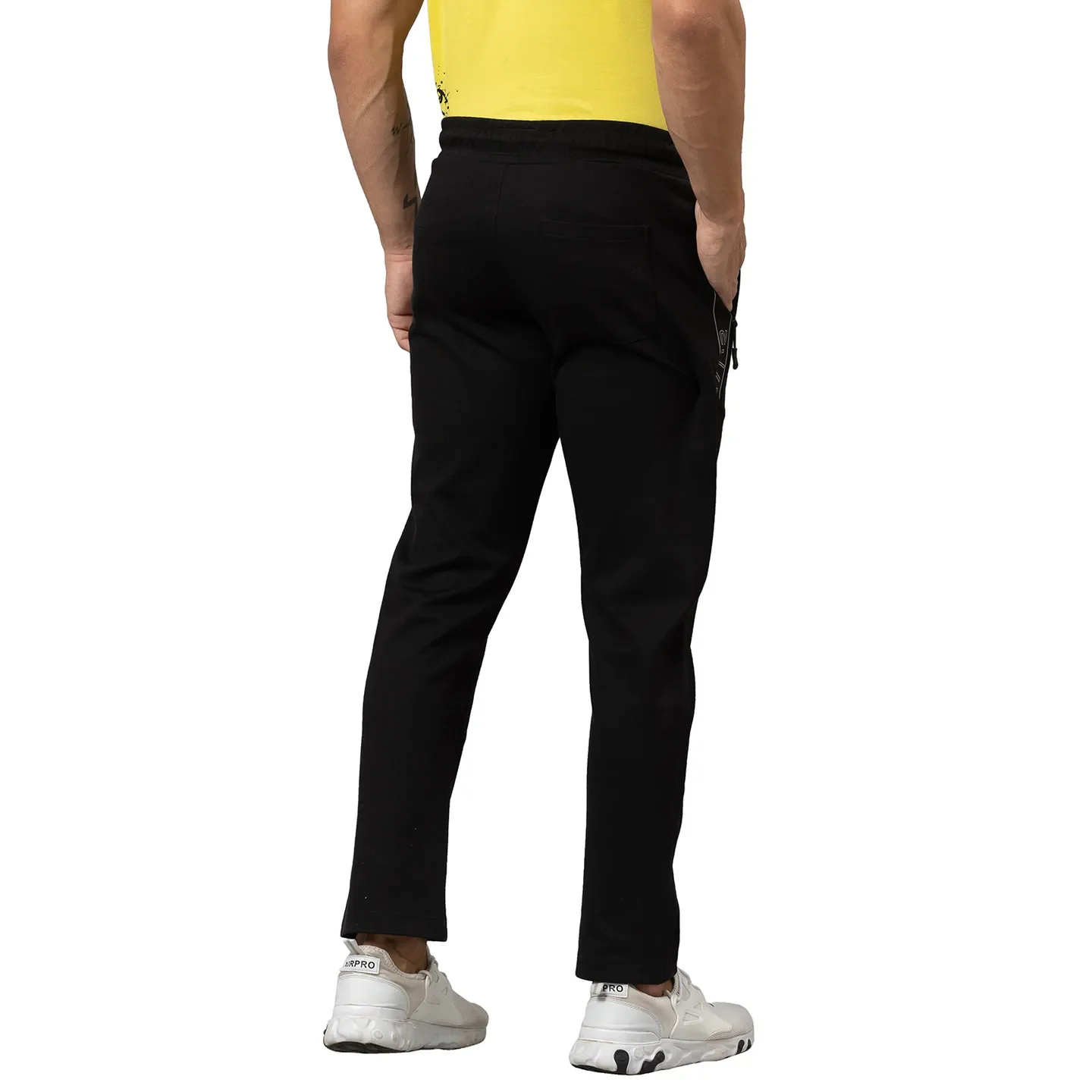 Black Regular Fit Men's Track Pants by Being Human Clothing - Image 3
