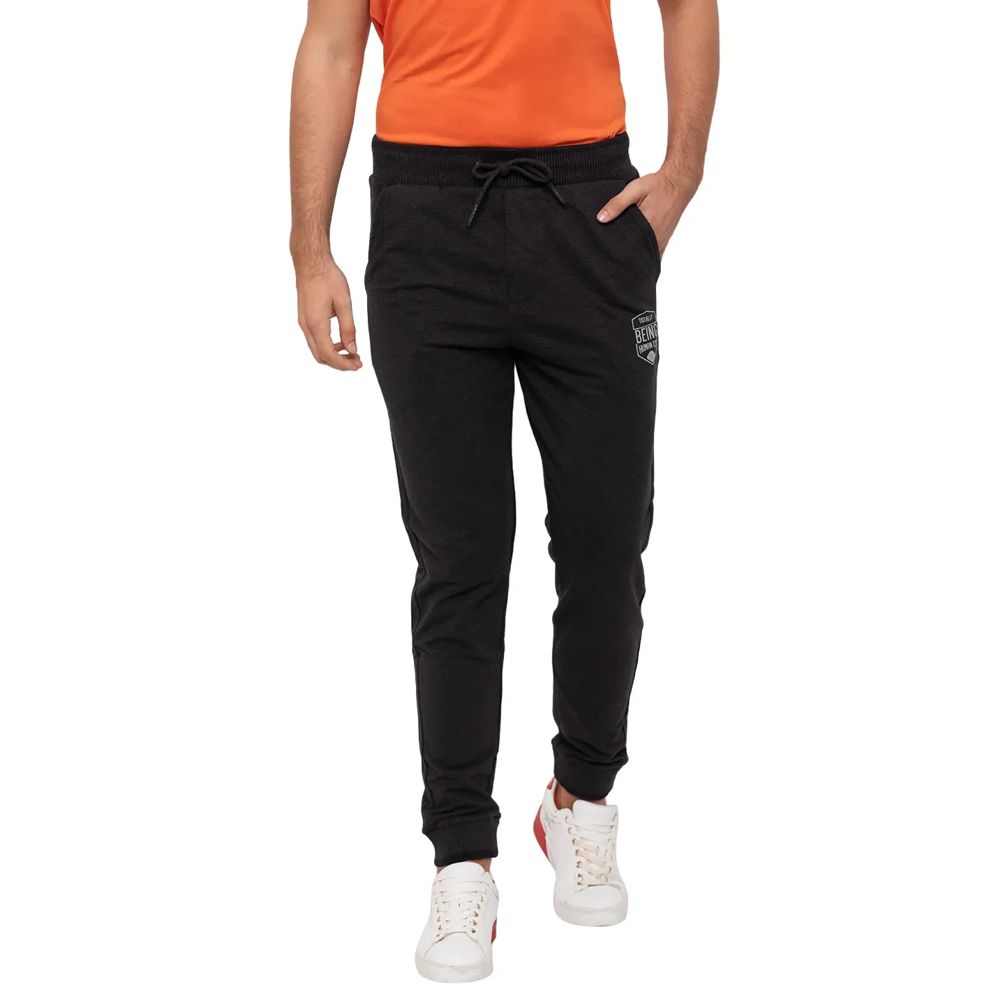 Black Regular Fit  Men's Track Pants by Being Human Clothing