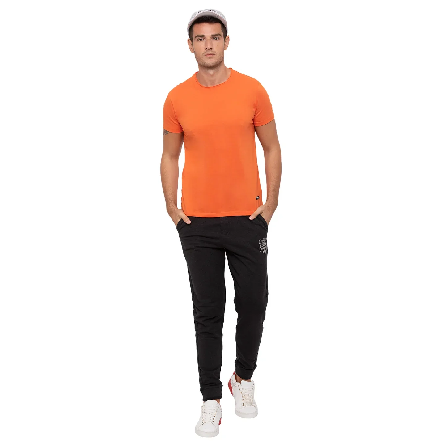Black Regular Fit  Men's Track Pants by Being Human Clothing - Image 5