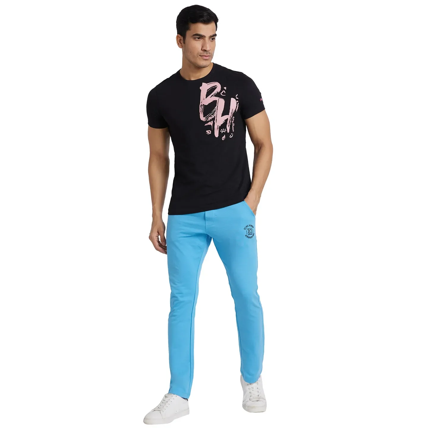 Blue Regular Fit Men's Track Pants by Being Human Clothing - Image 5