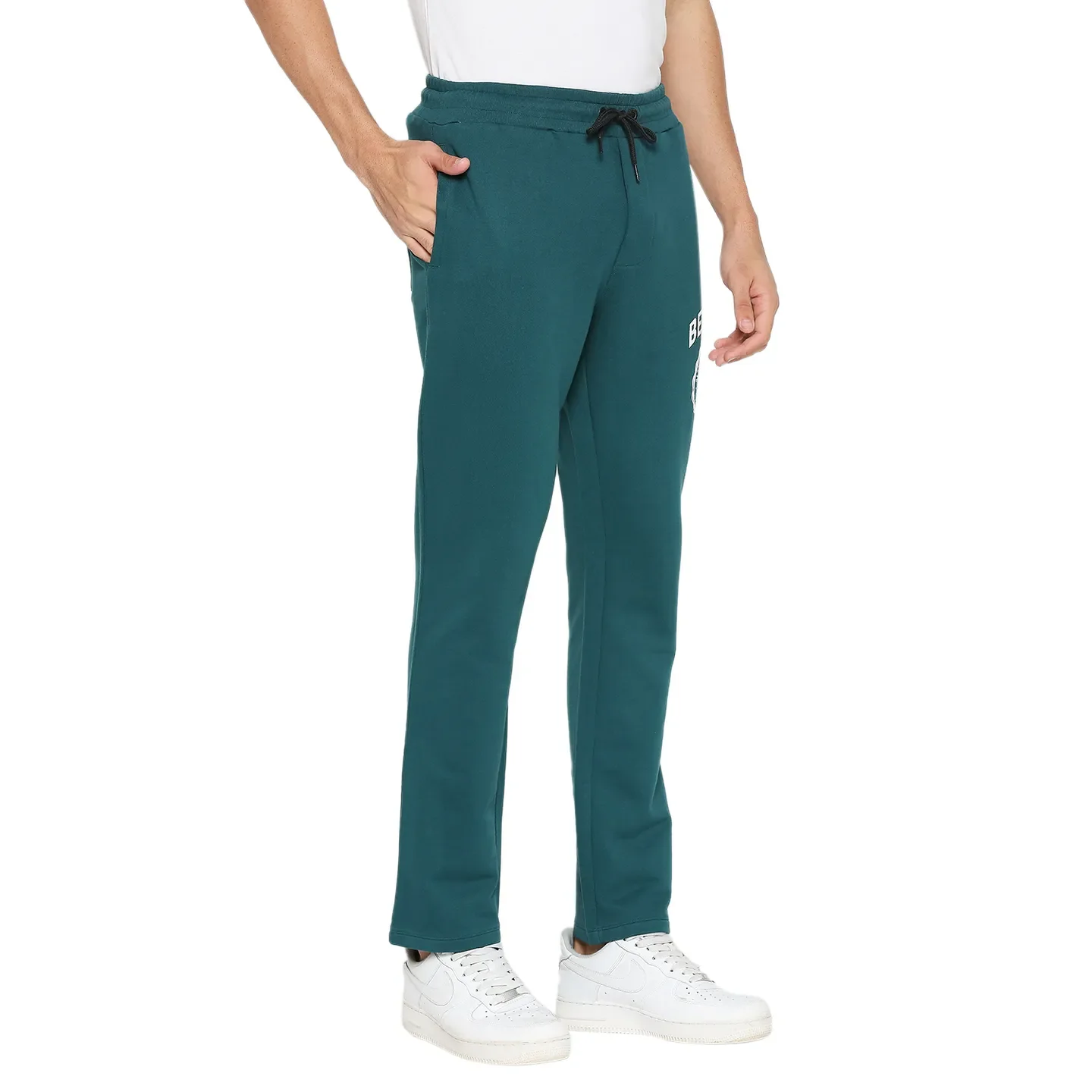 Teal Regular Fit Track Pants For Men By Being Human Clothing - Image 3