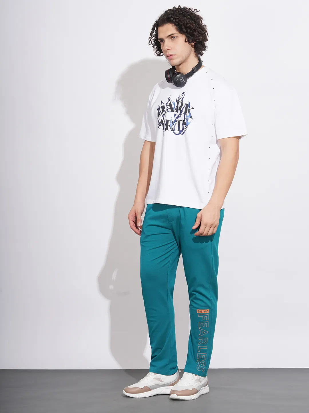 Green Regular Fit Men's Track Pants by Being Human Clothing - Image 4