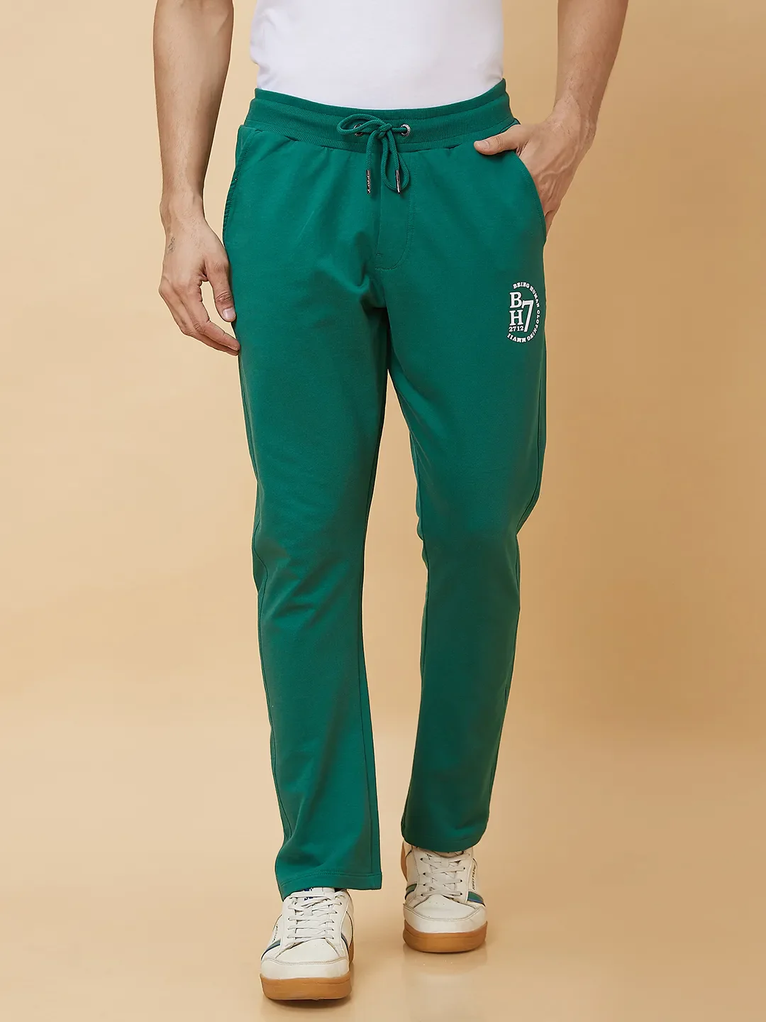 Green Regular Fit Men's Track Pants by Being Human Clothing - Image 6