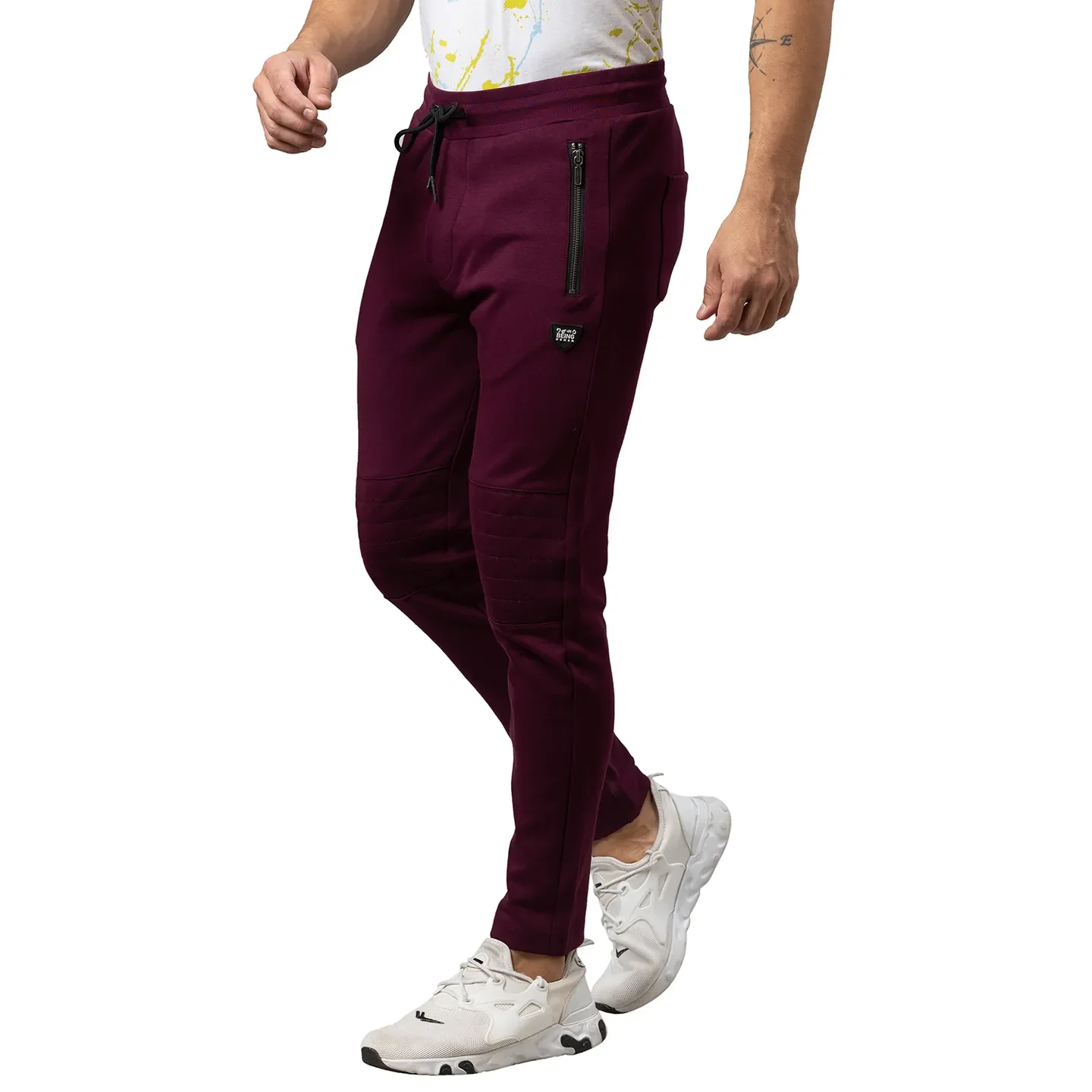 Purple Regular Fit Track Pants For Men By Being Human Clothing - Image 4