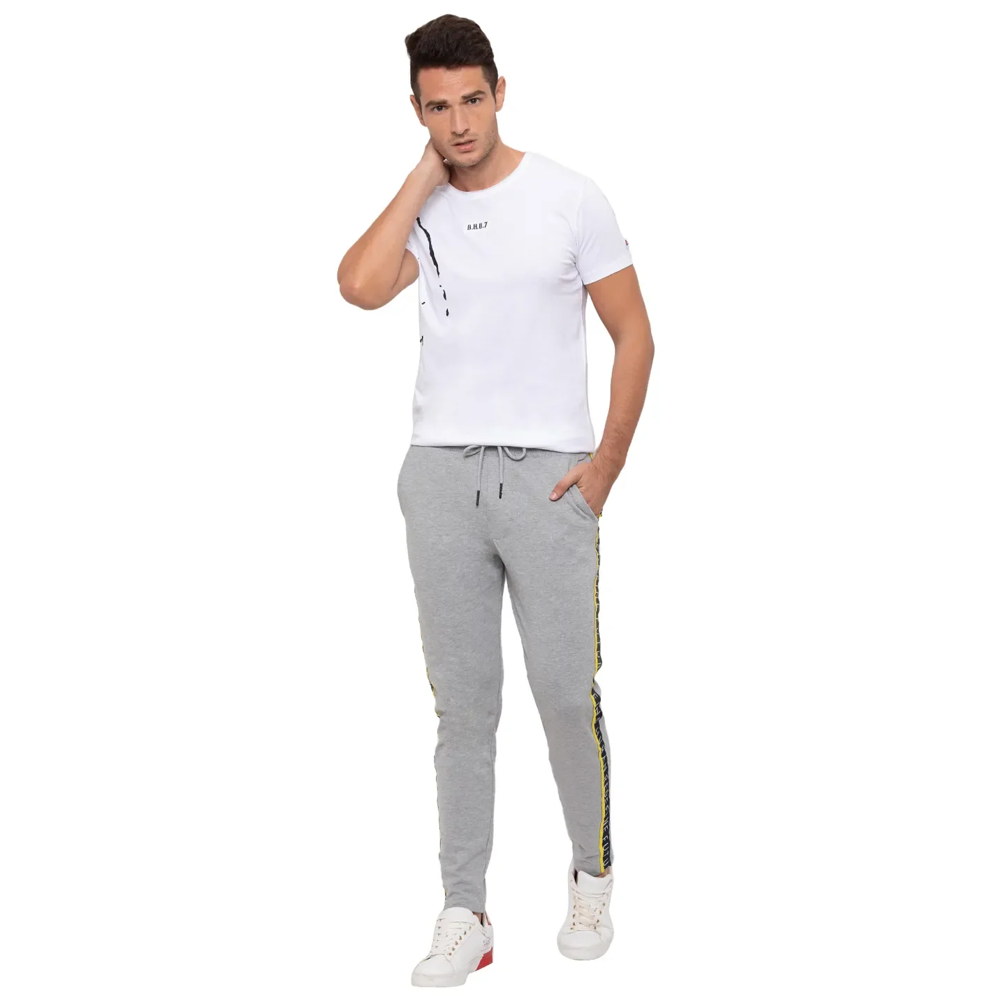 Grey Regular Fit  Men's Track Pants by Being Human Clothing - Image 3