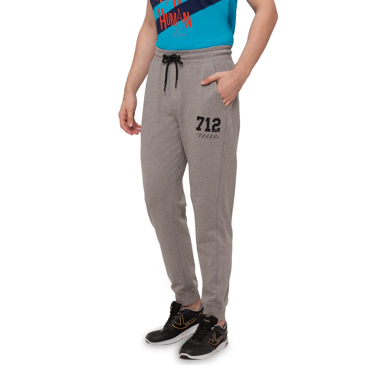 Grey Regular Fit Men's Track Pants by Being Human Clothing - Image 2