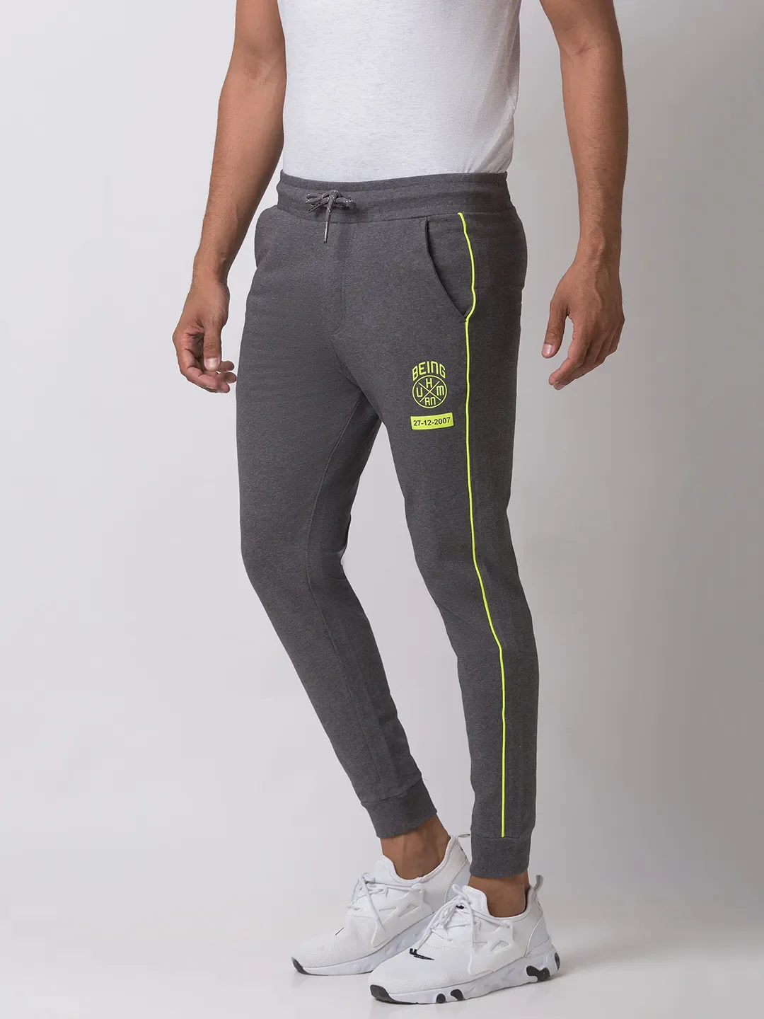 Grey Regular Fit Men's Track Pants by Being Human Clothing - Image 2