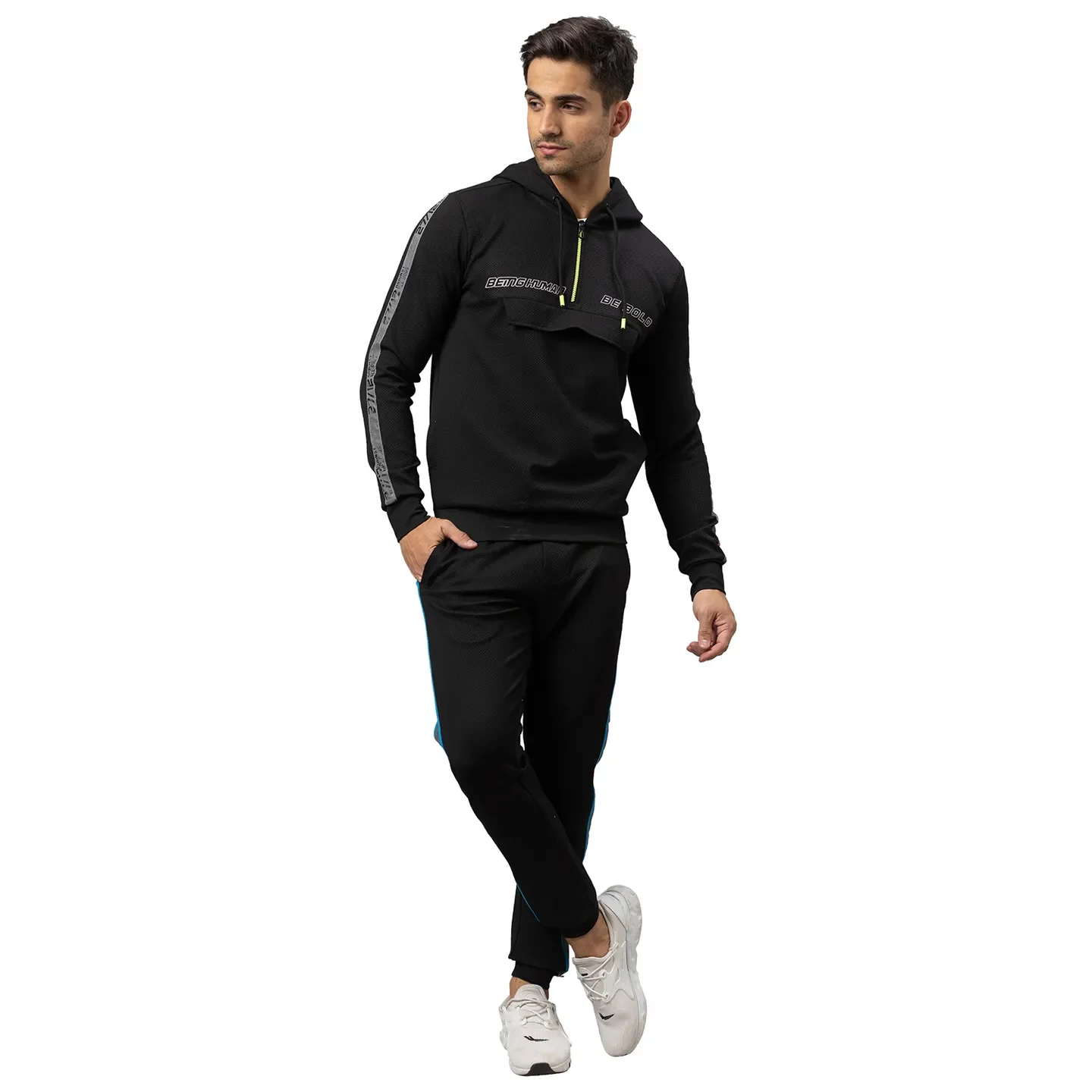 Black Regular Fit Men's Track Pants by Being Human Clothing - Image 2