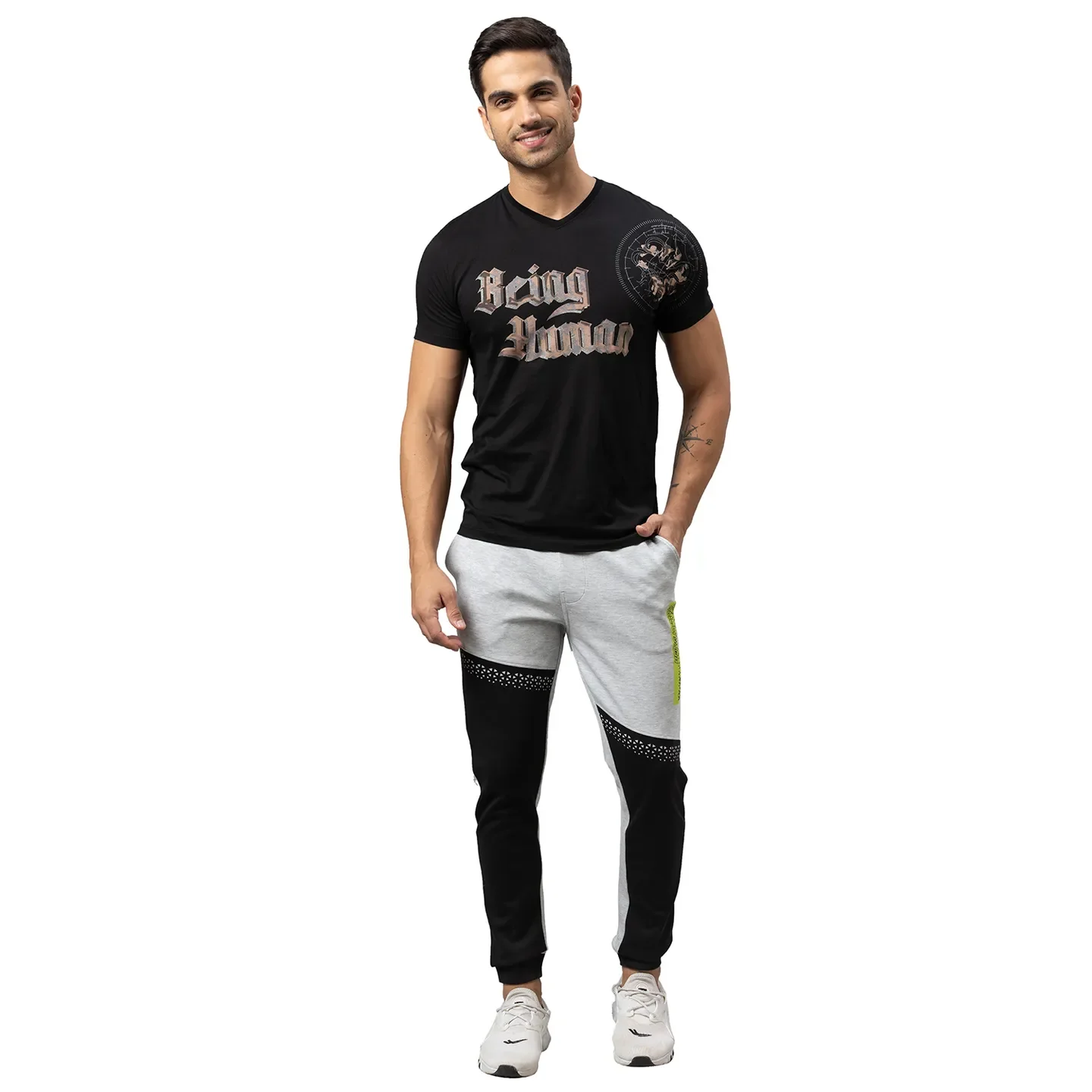 Grey Regular Fit Track Pants For Men By Being Human Clothing - Image 2