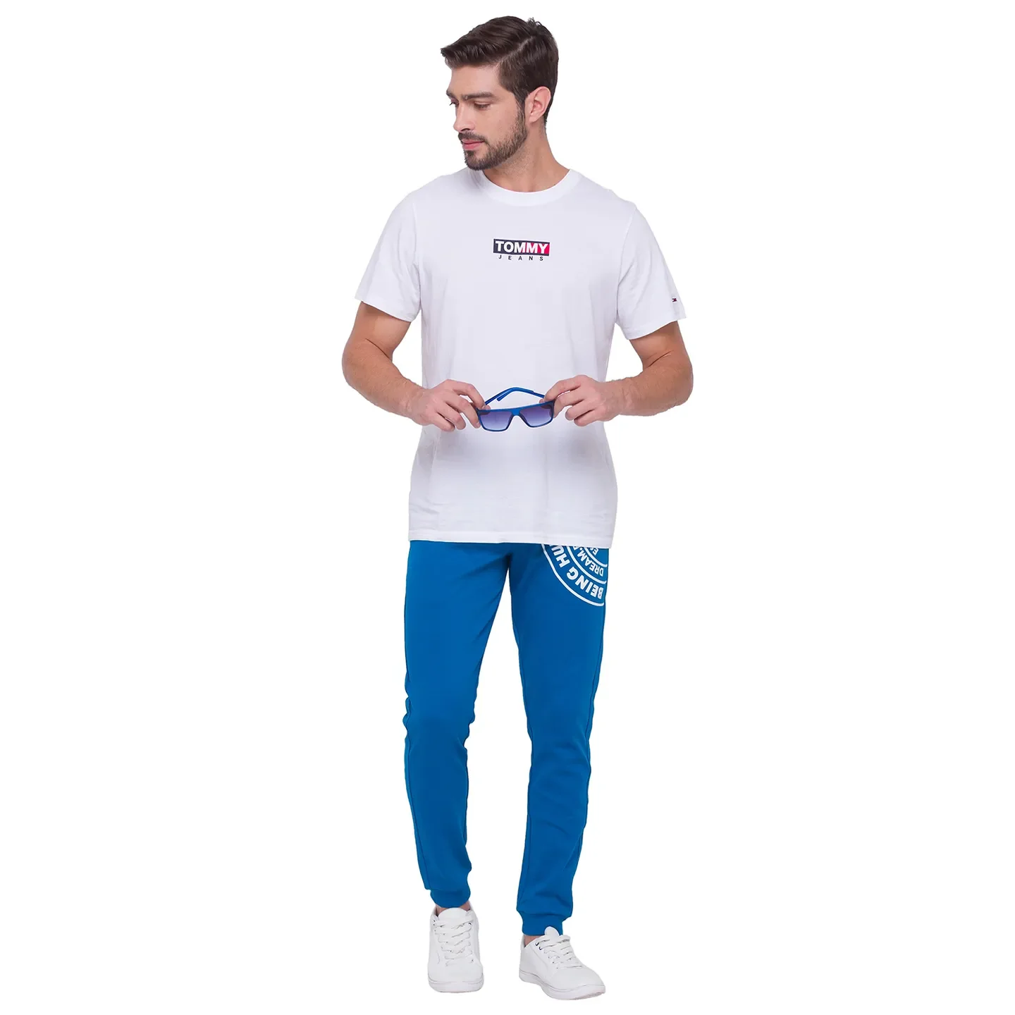 Marine Blue Regular Fit Track Pants For Men By Being Human Clothing - Image 5
