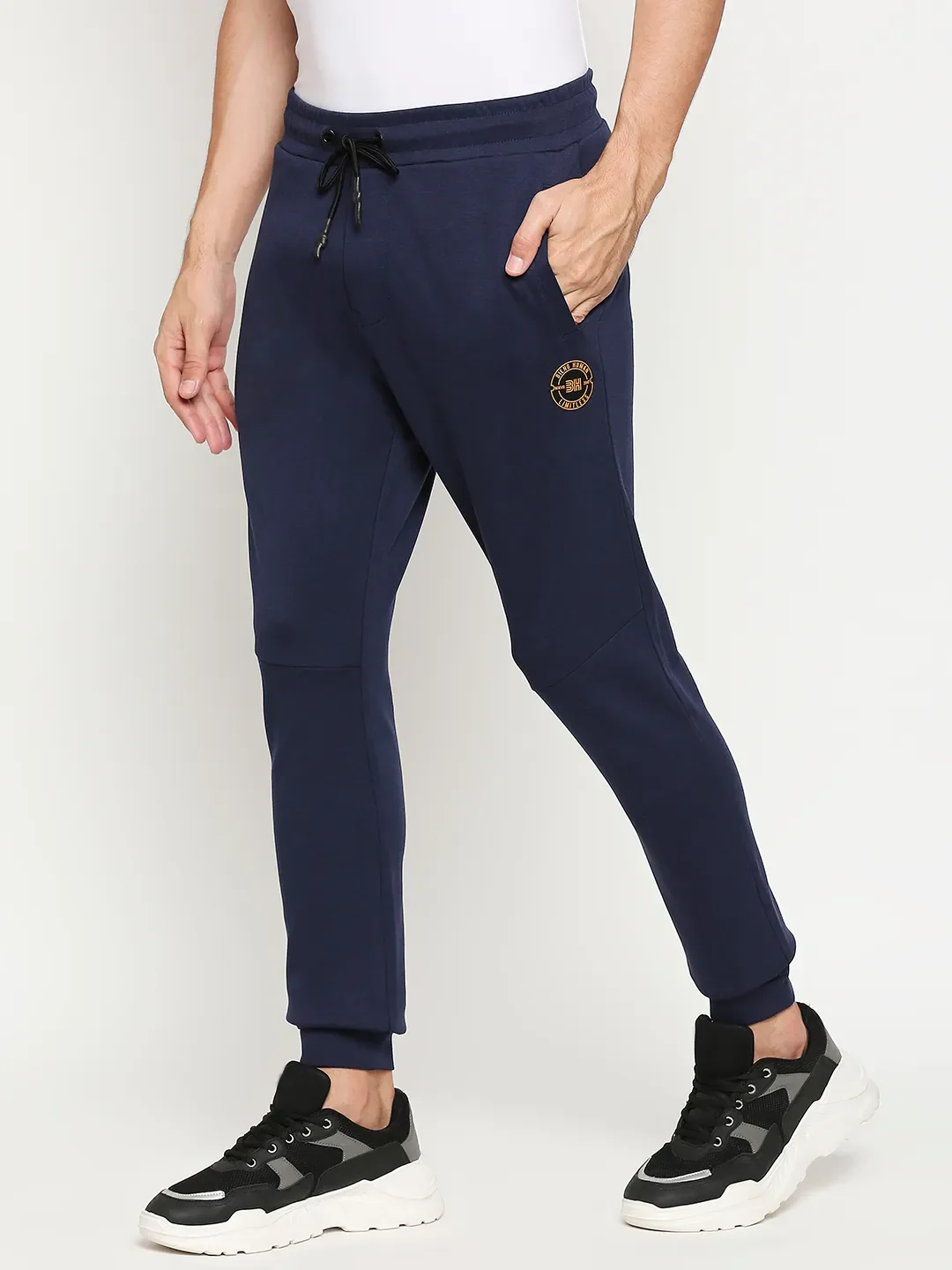 Navy Regular Fit Track Pants For Men By Being Human Clothing - Image 2