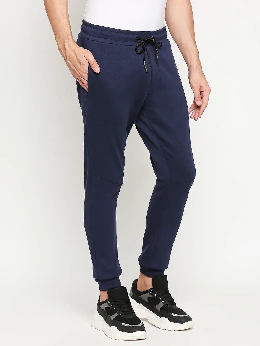 Navy Regular Fit Track Pants For Men By Being Human Clothing - Image 3