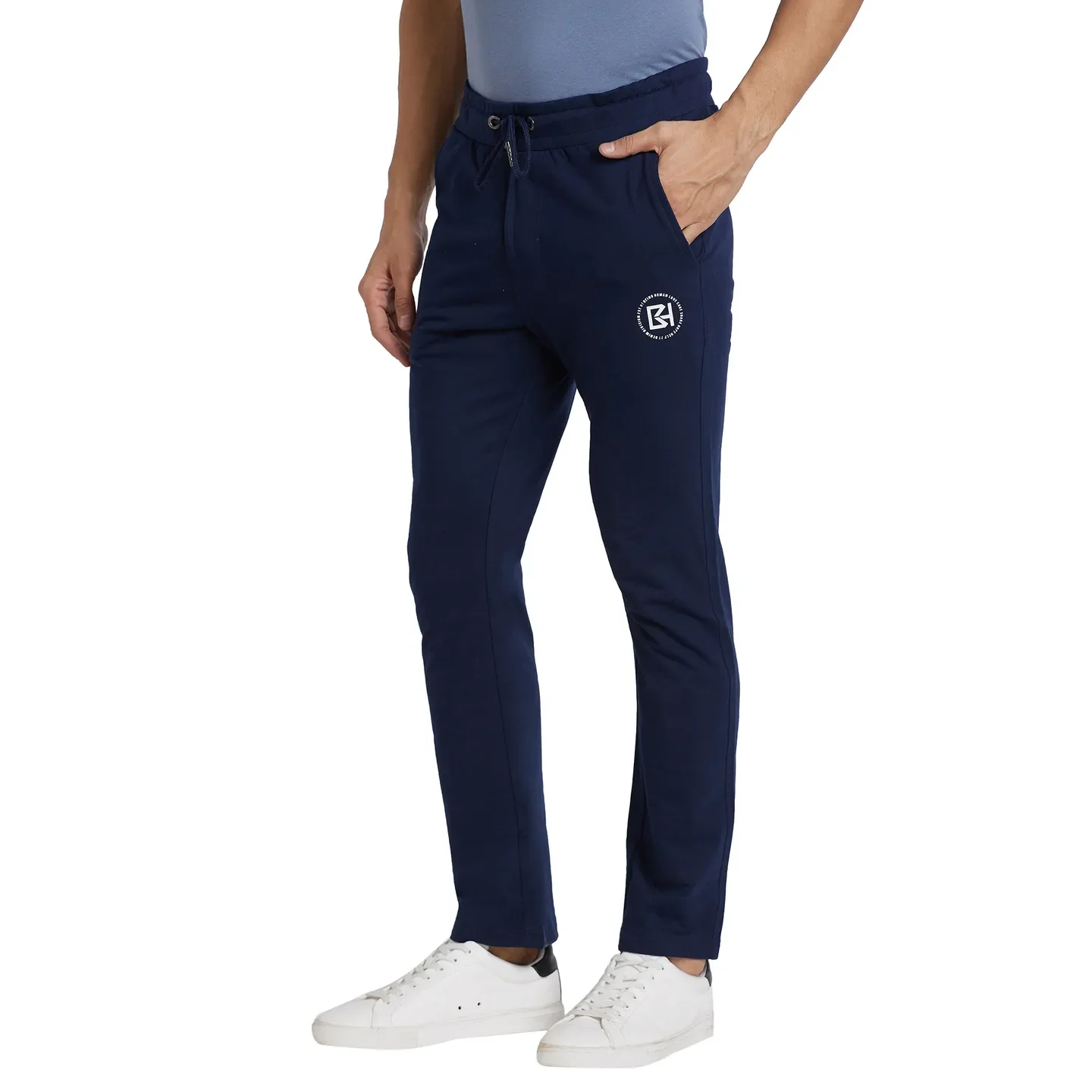 Navy Regular Fit Track Pants For Men By Being Human Clothing - Image 2