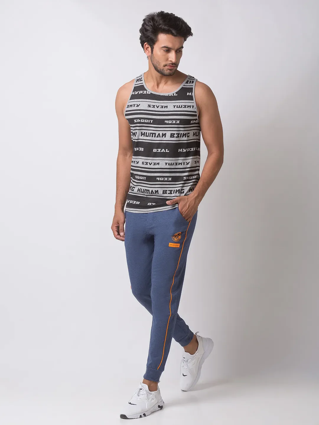 Navy Regular Fit Track Pants For Men By Being Human Clothing - Image 5