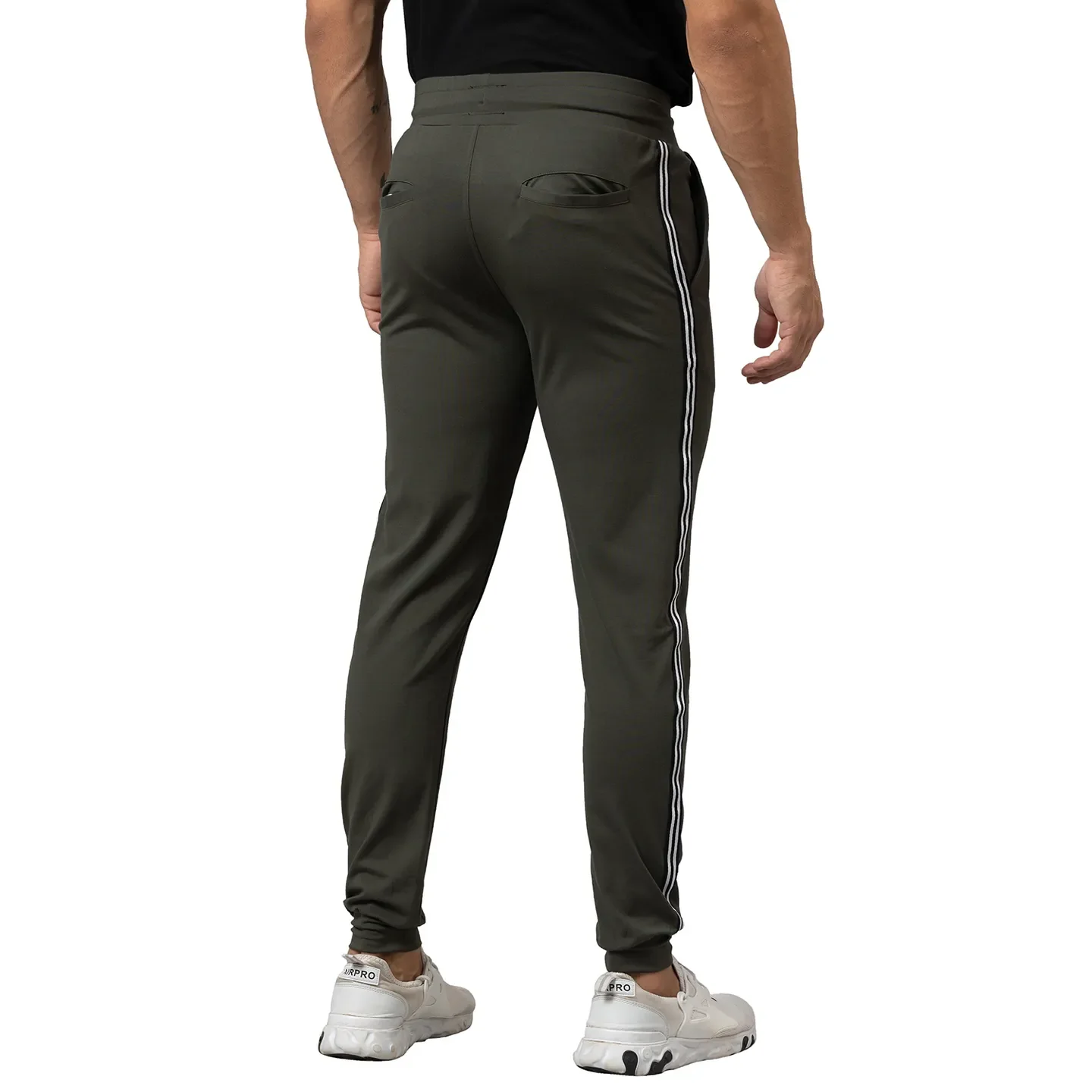 Olive Regular Fit Men's Track Pants by Being Human Clothing - Image 3
