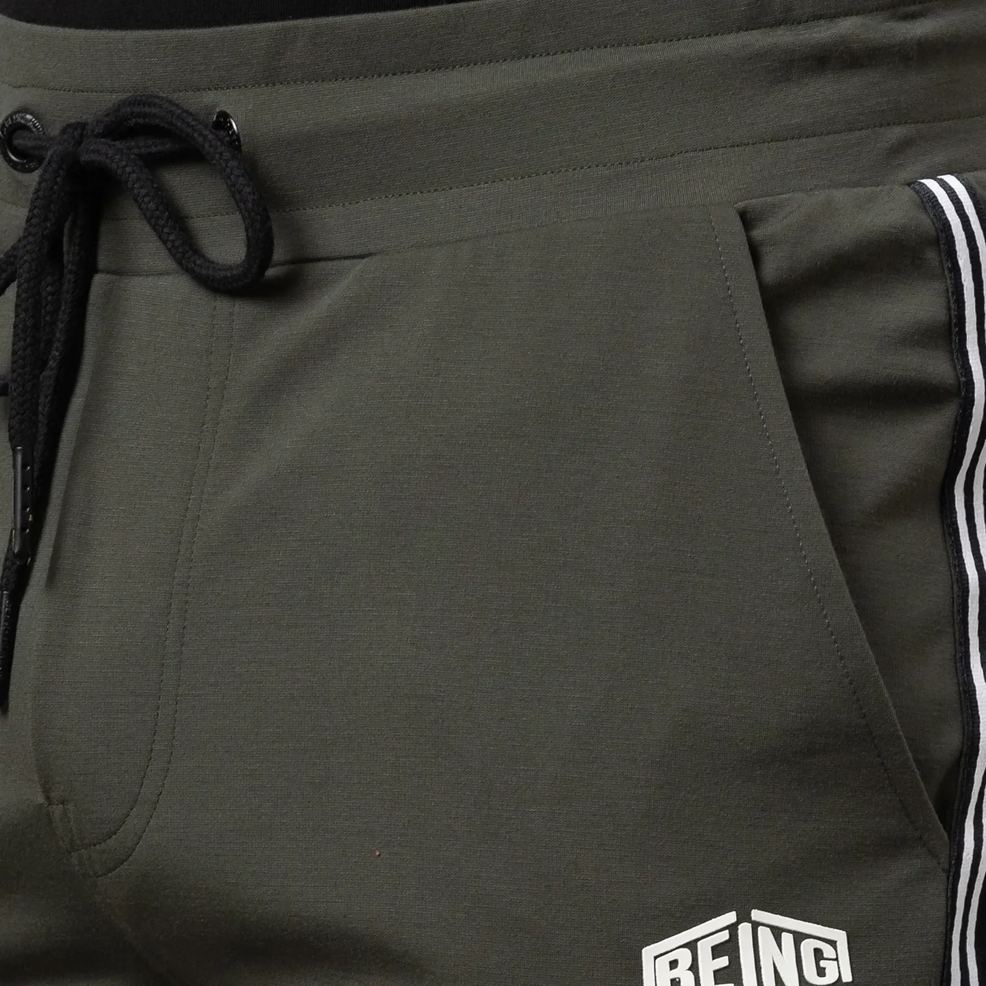 Olive Regular Fit Men's Track Pants by Being Human Clothing - Image 5