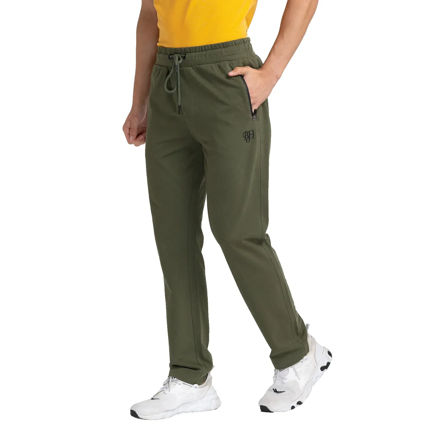 Olive Regular Fit Track Pants For Men By Being Human Clothing - Image 2
