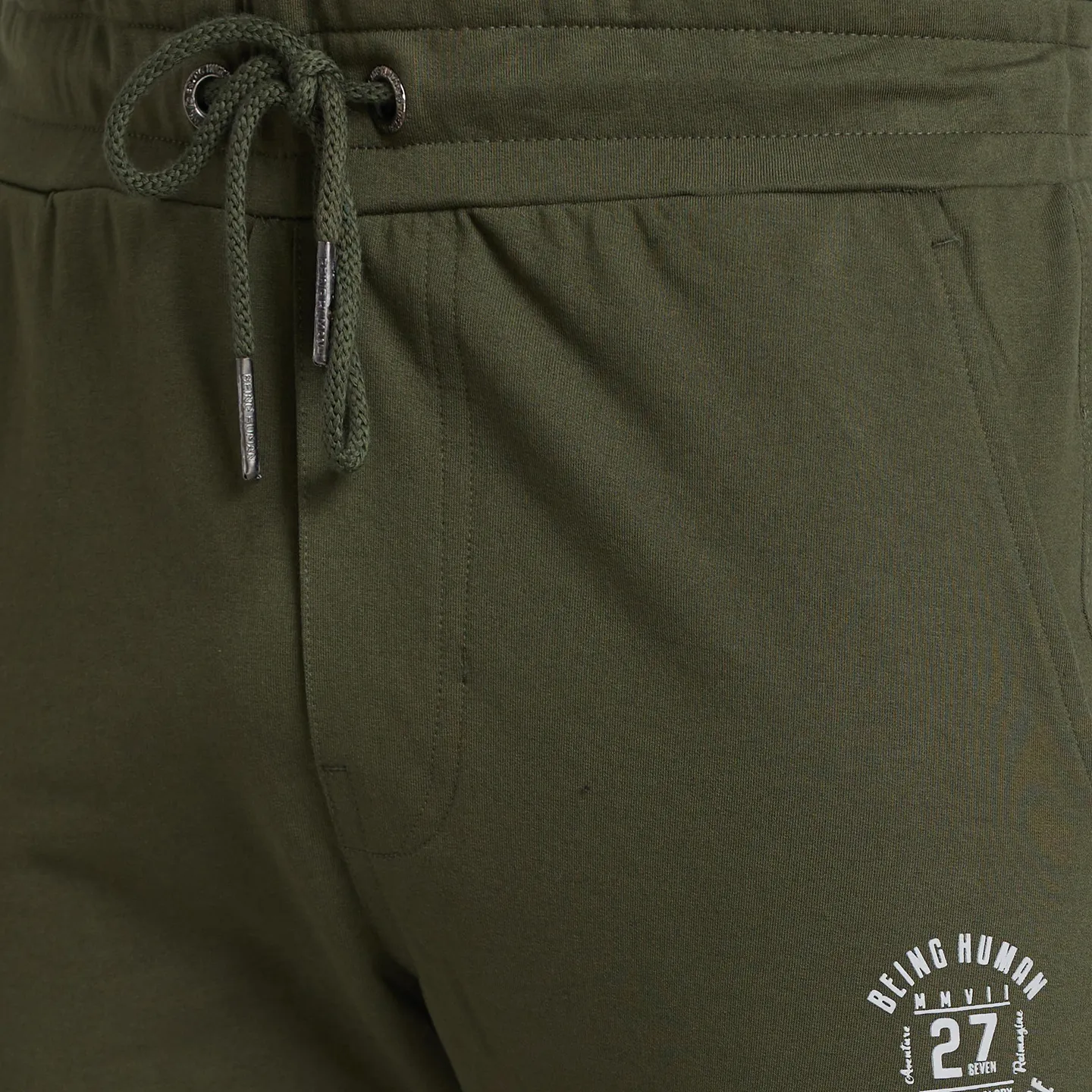 Olive Regular Fit Men's Track Pants by Being Human Clothing - Image 4