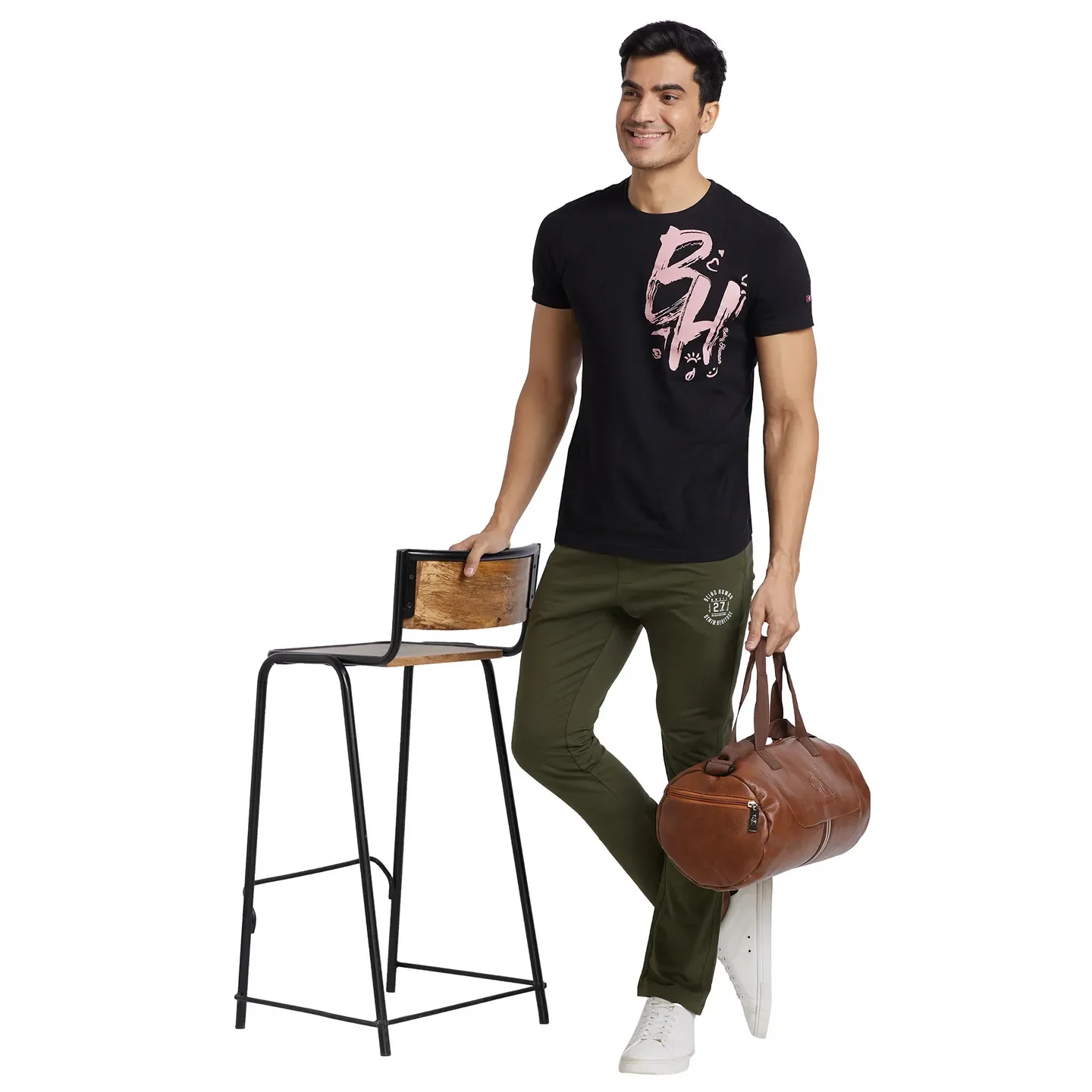 Olive Regular Fit Men's Track Pants by Being Human Clothing - Image 6