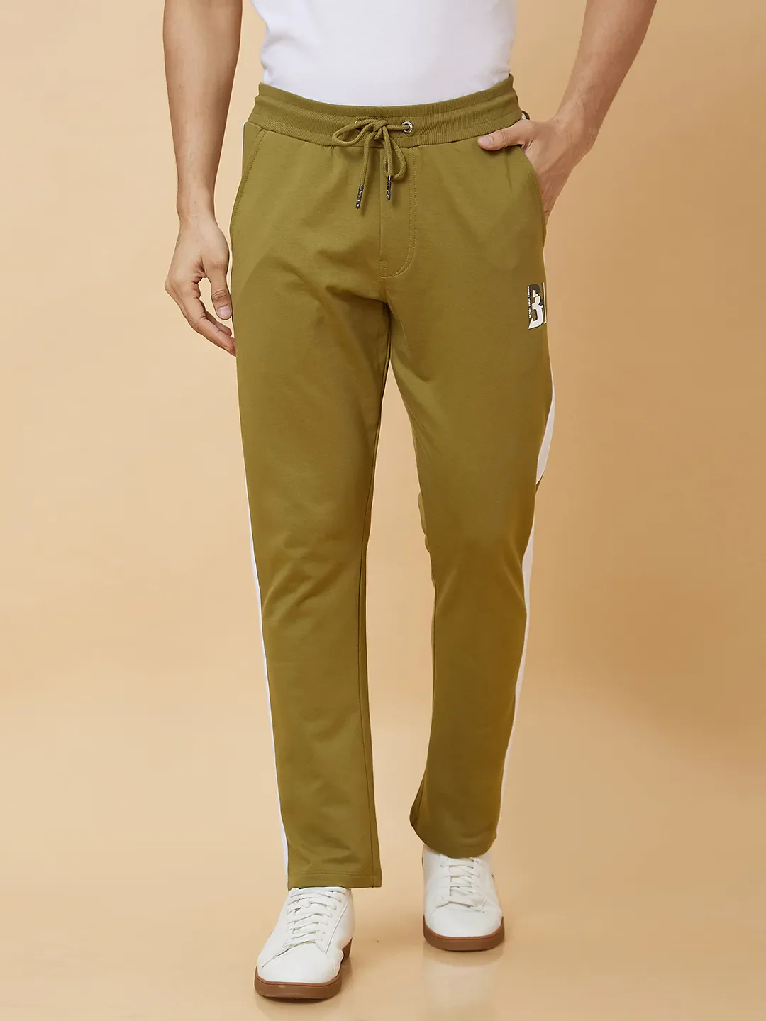 Olive Regular Fit Men's Track Pants by Being Human Clothing - Image 6