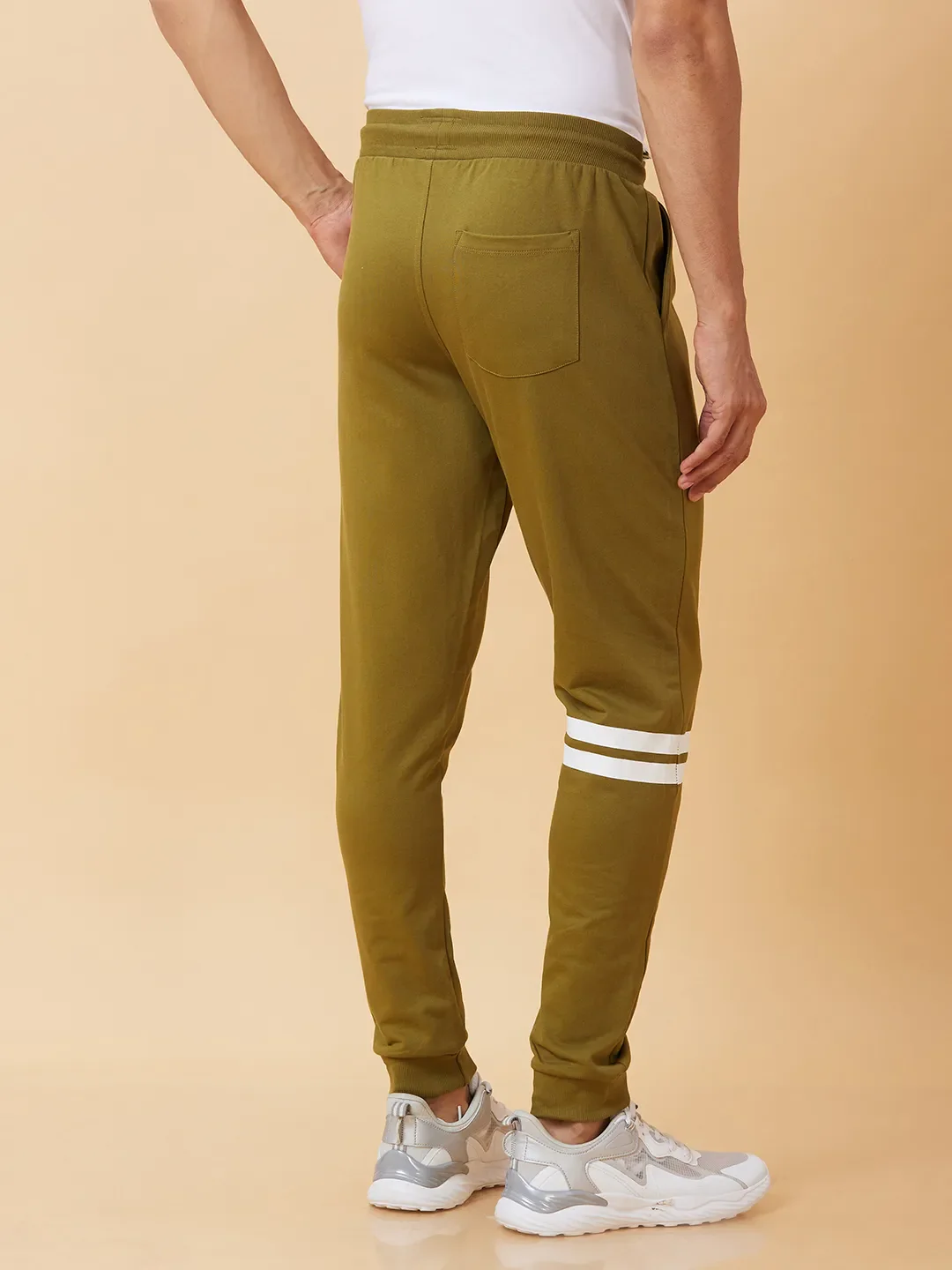 Olive Regular Fit Men's Track Pants by Being Human Clothing - Image 2