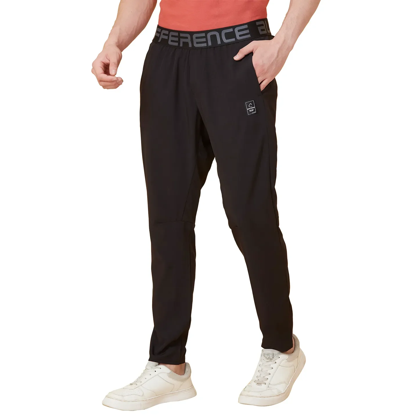 Black Regular Fit Track Pants For Men By Being Human Clothing - Image 4