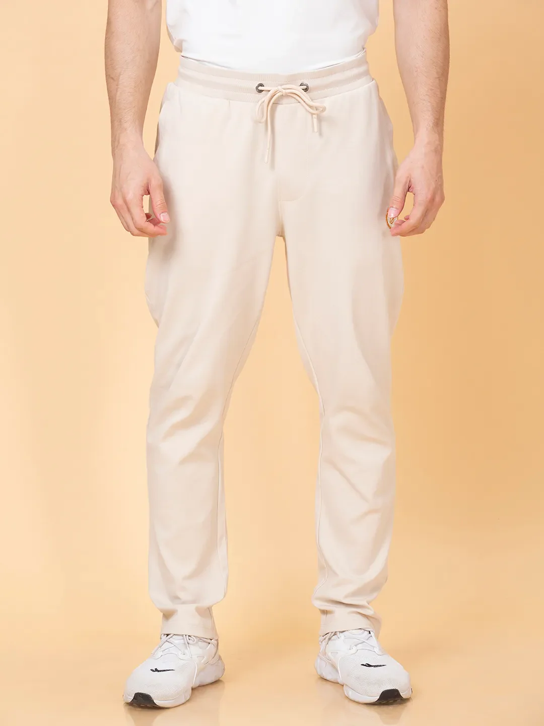 Beige Regular fit Men's Track Pants by Being Human Clothing