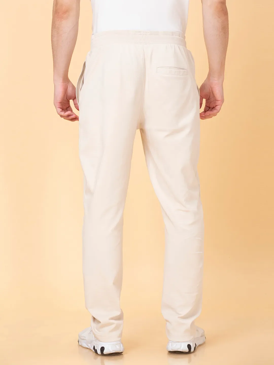 Beige Regular fit Men's Track Pants by Being Human Clothing - Image 3