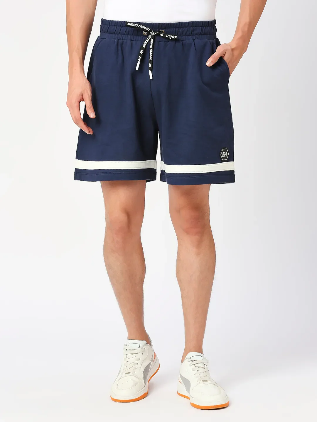 Blue Regular Fit Shorts For Men By Being Human Clothing