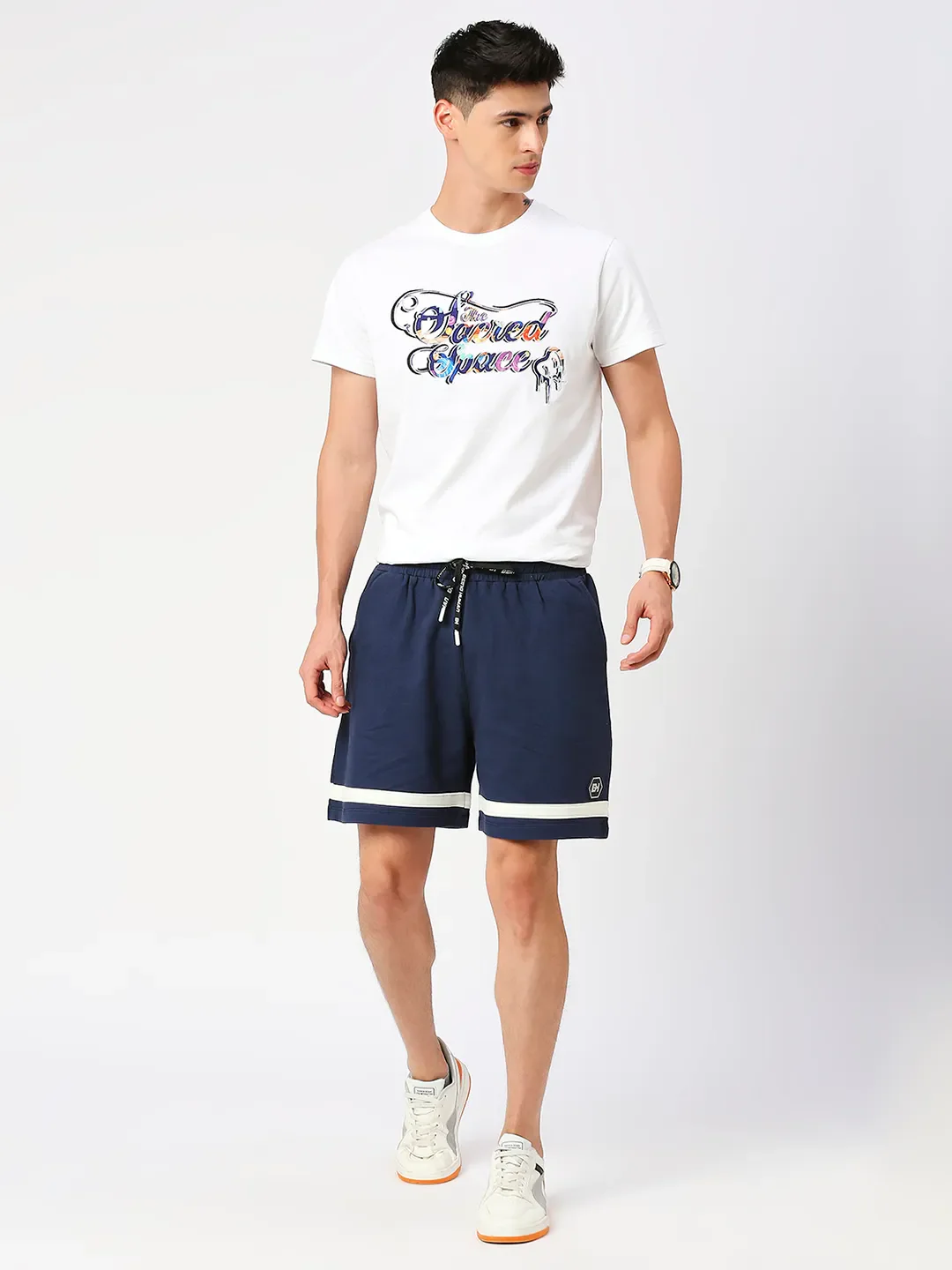 Blue Regular Fit Shorts For Men By Being Human Clothing - Image 6