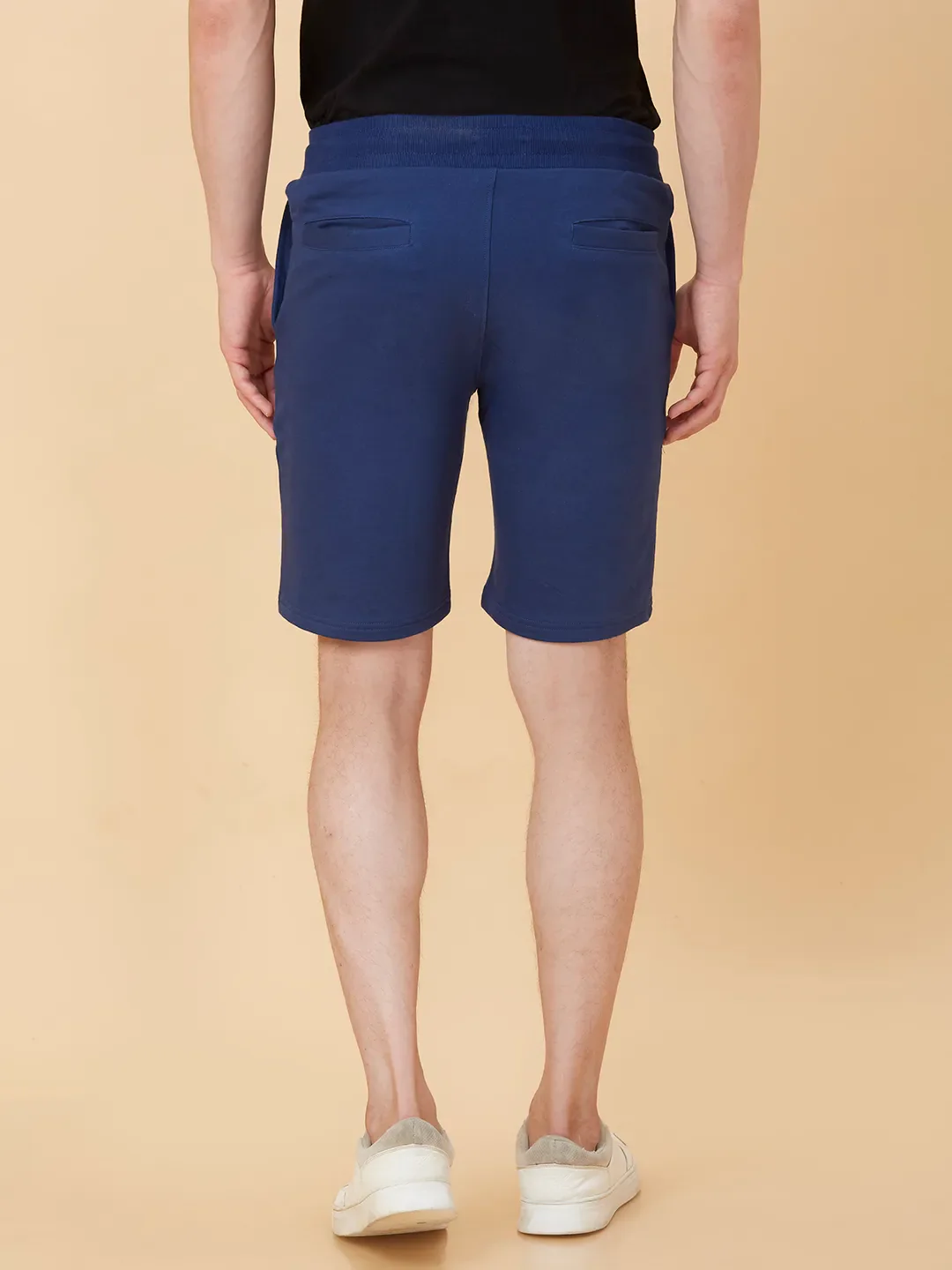Navy Regular Fit Shorts For Men By Being Human Clothing - Image 3