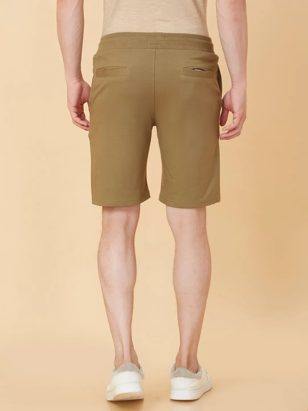 Olive Regular Fit Shorts For Men By Being Human Clothing - Image 3