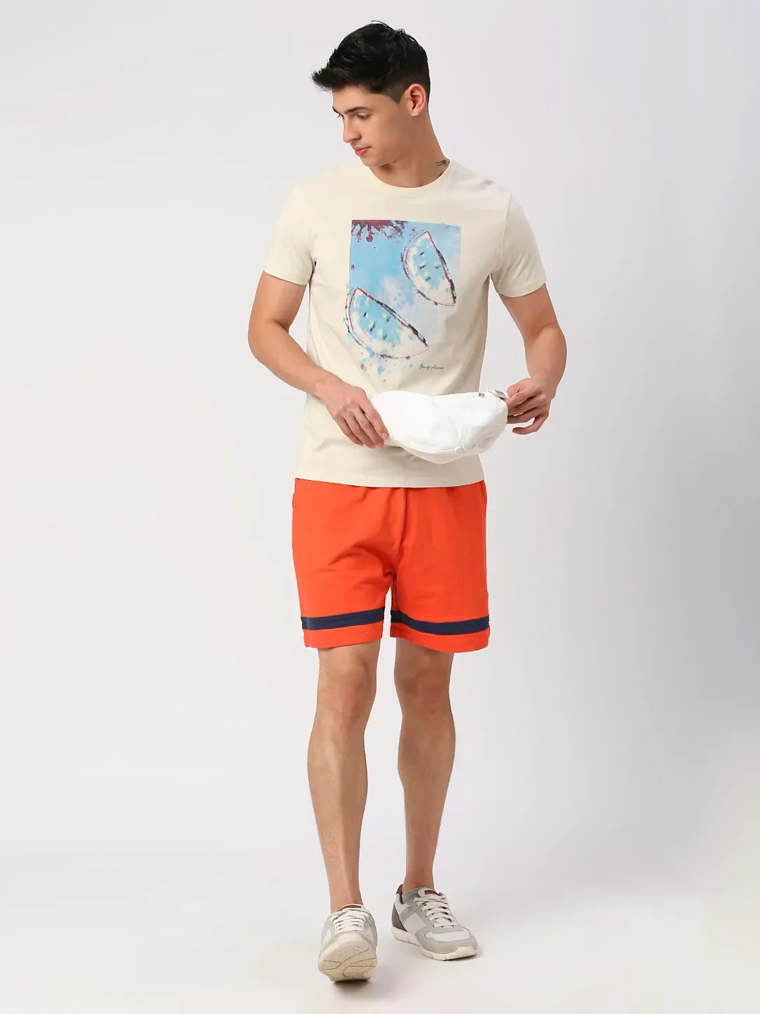 Orange Regular Fit Shorts For Men By Being Human Clothing - Image 6