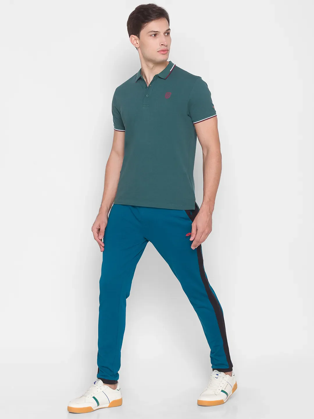 Teal Regular Fit Track Pants For Men By Being Human Clothing - Image 2