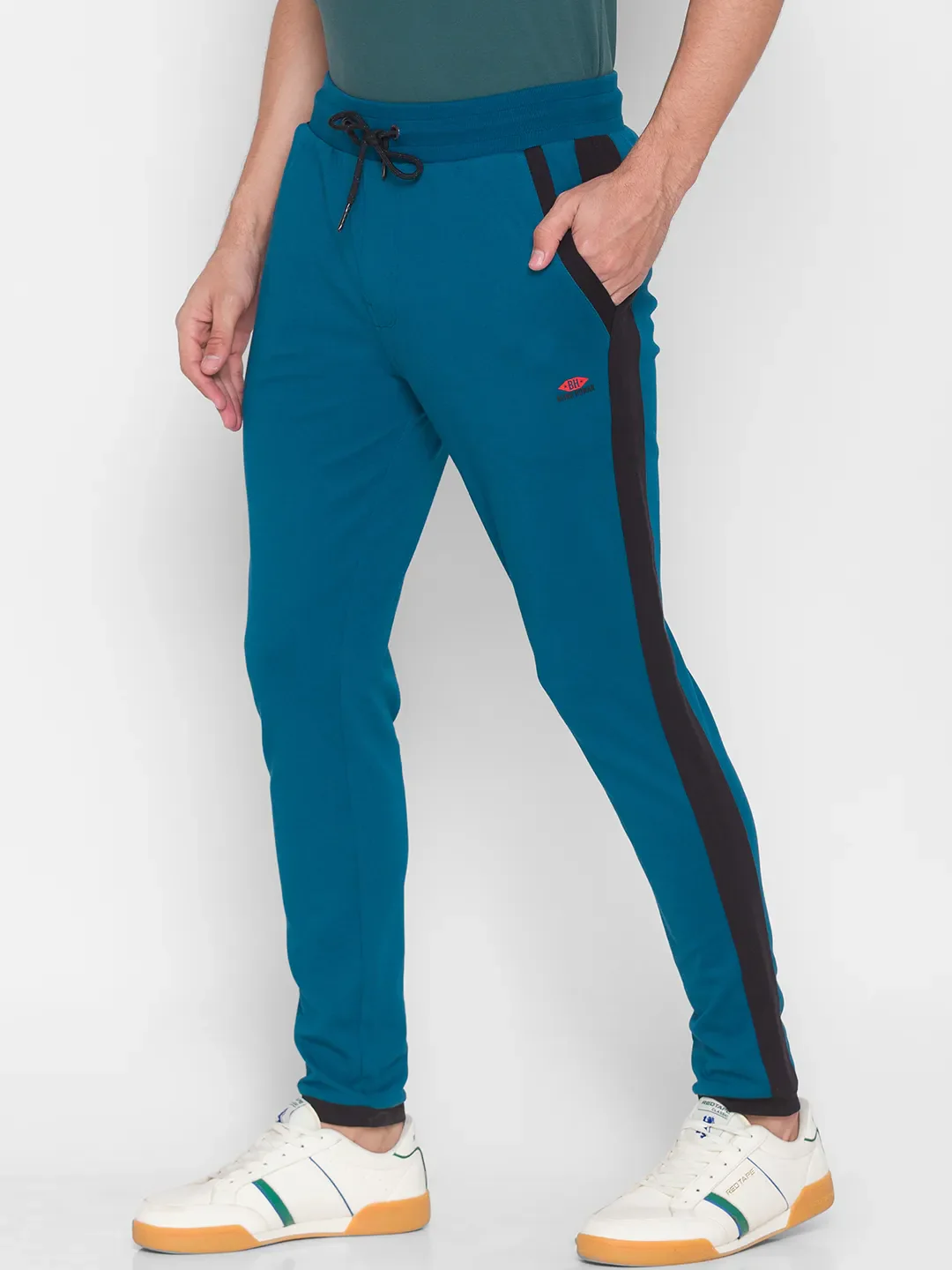 Teal Regular Fit Track Pants For Men By Being Human Clothing - Image 4