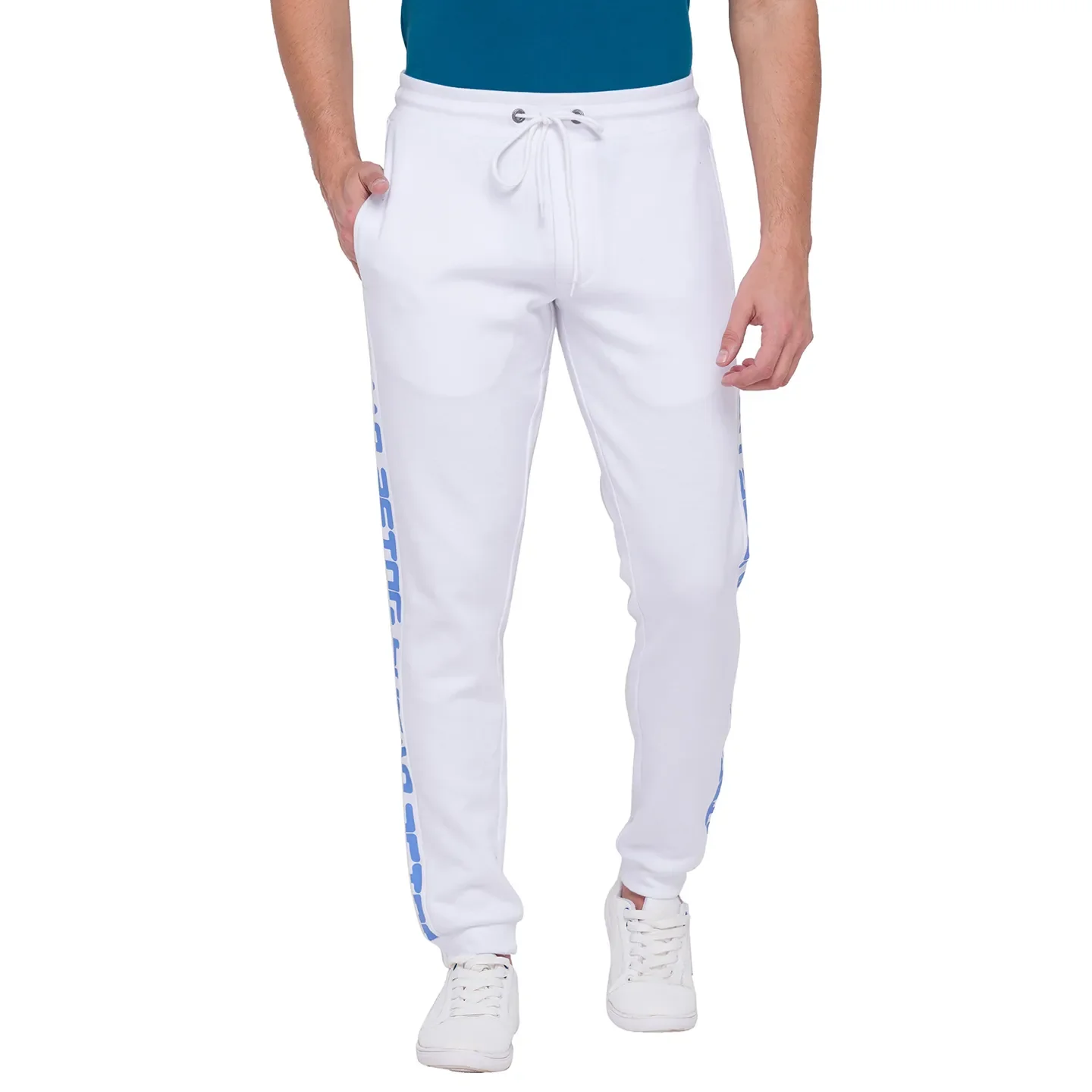 White Regular Fit Men's Track Pants by Being Human Clothing